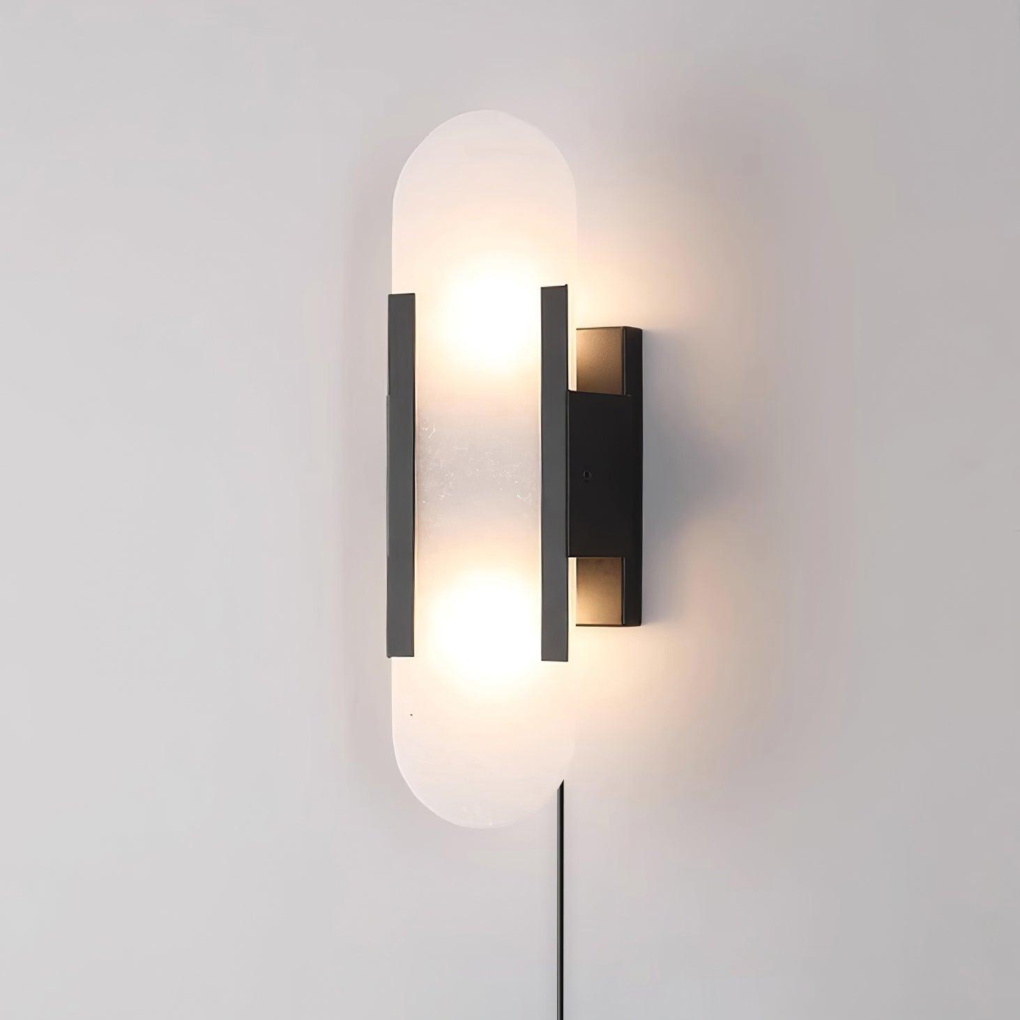 Melange Elongated Alabaster Plug-In Wall Light detail view 4
