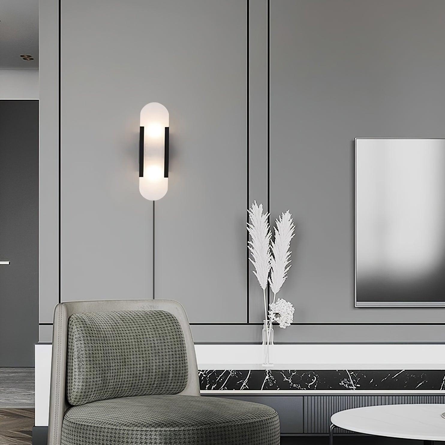 Melange Elongated Alabaster Plug-in Wall Lamp