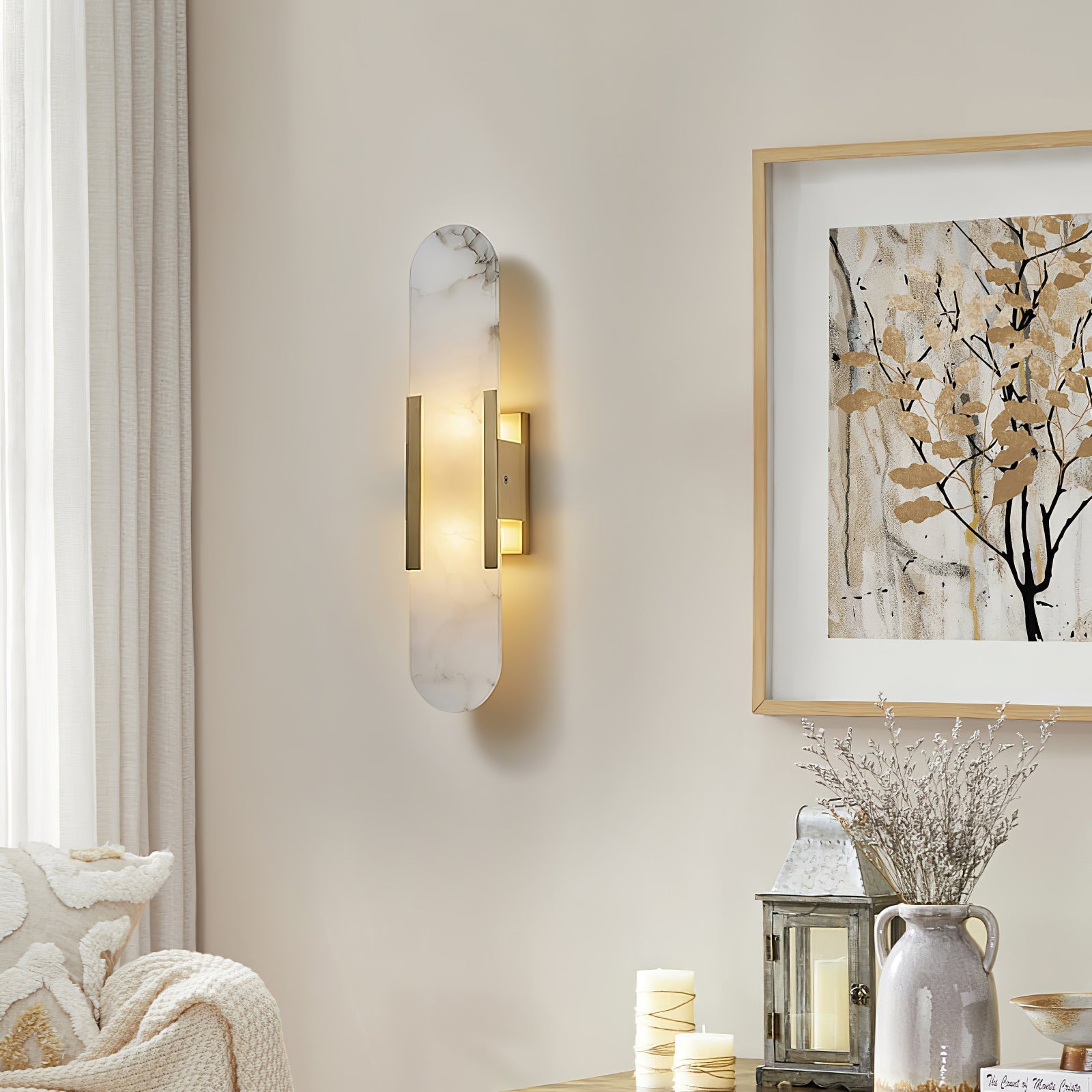 Melange Elongated Alabaster Wall Sconce