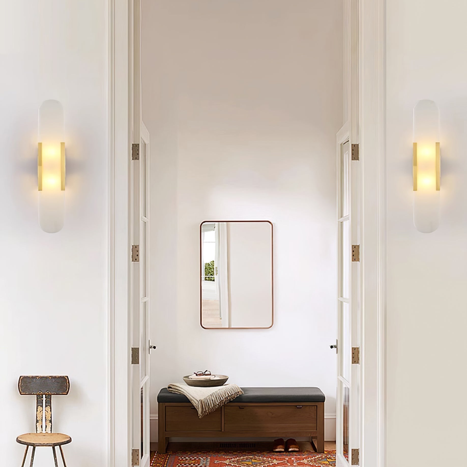 Melange Elongated Alabaster Wall Light Wall Light, Hardwired Wall Sconce, detail 5