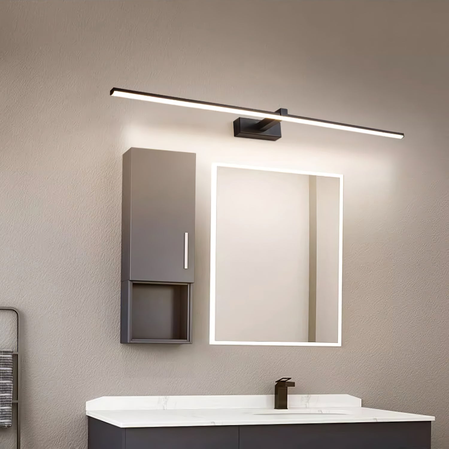 Metal Linear Mirror Wall Light, Hardwired Wall Sconce, detail 5