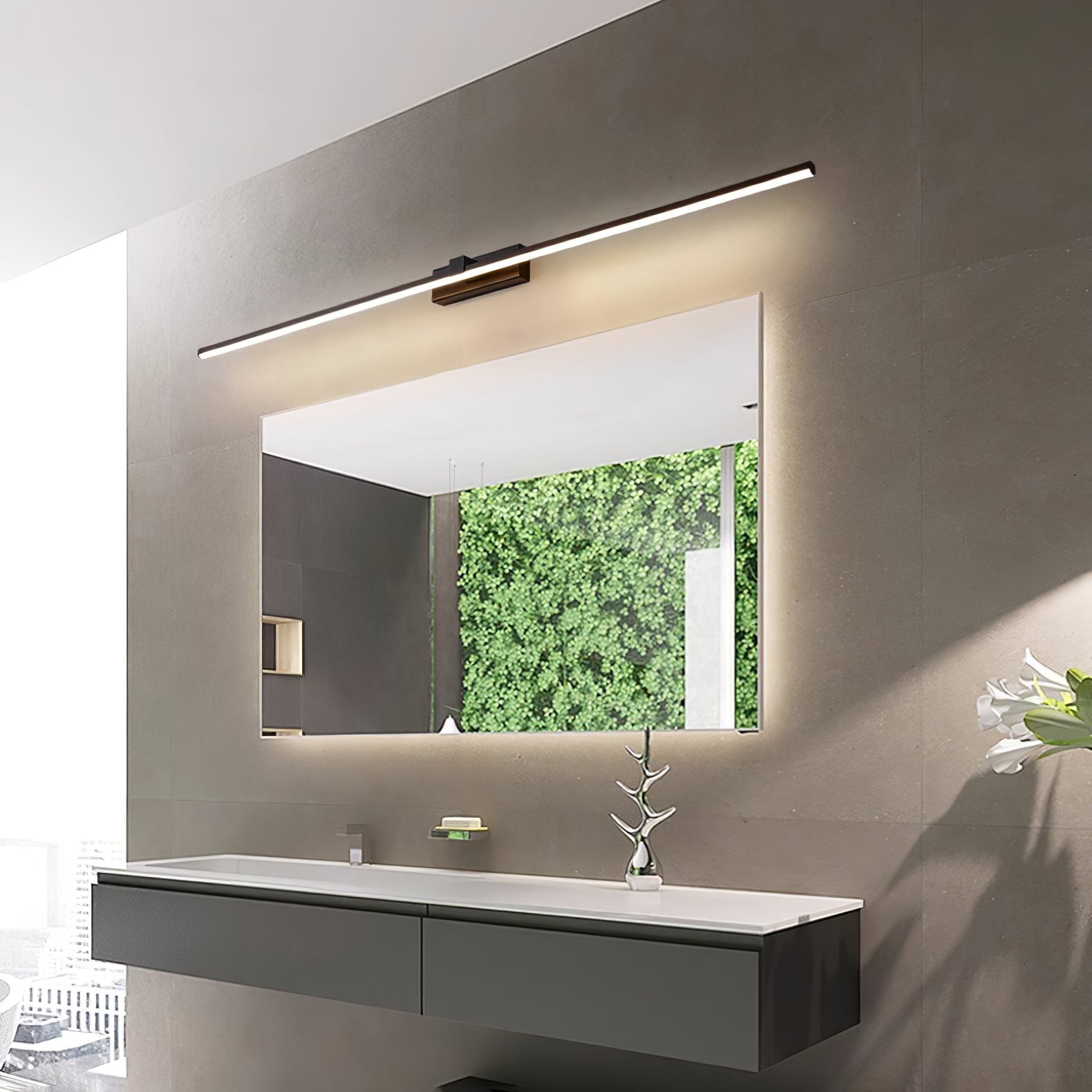 Metal Linear Mirror Wall Light, Hardwired Wall Sconce, detail 24