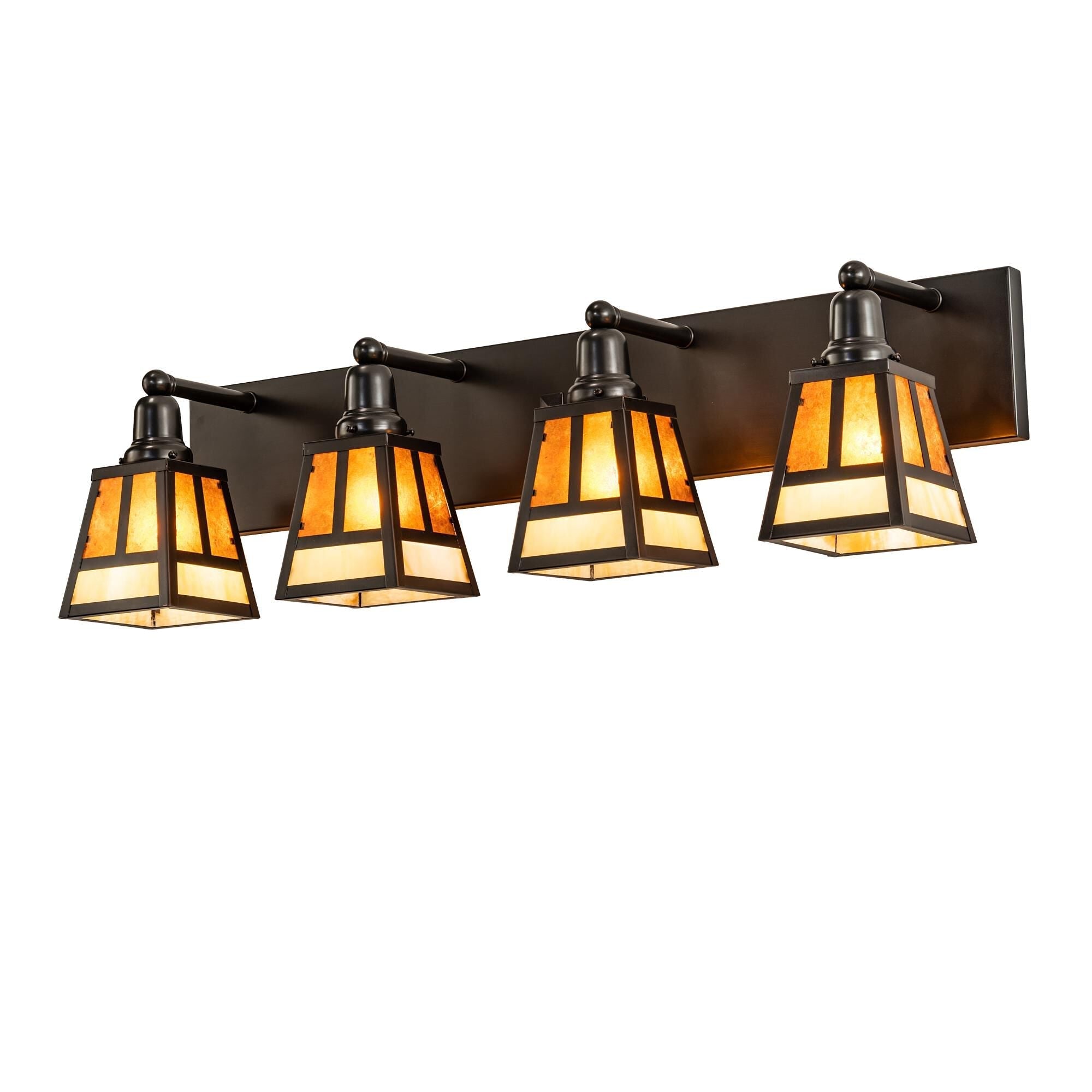 T Mission 36 Inch 4 Light Bath Vanity Fixture - Height: 10.0 Inches vanity light in glass, metal | Tianguang Select