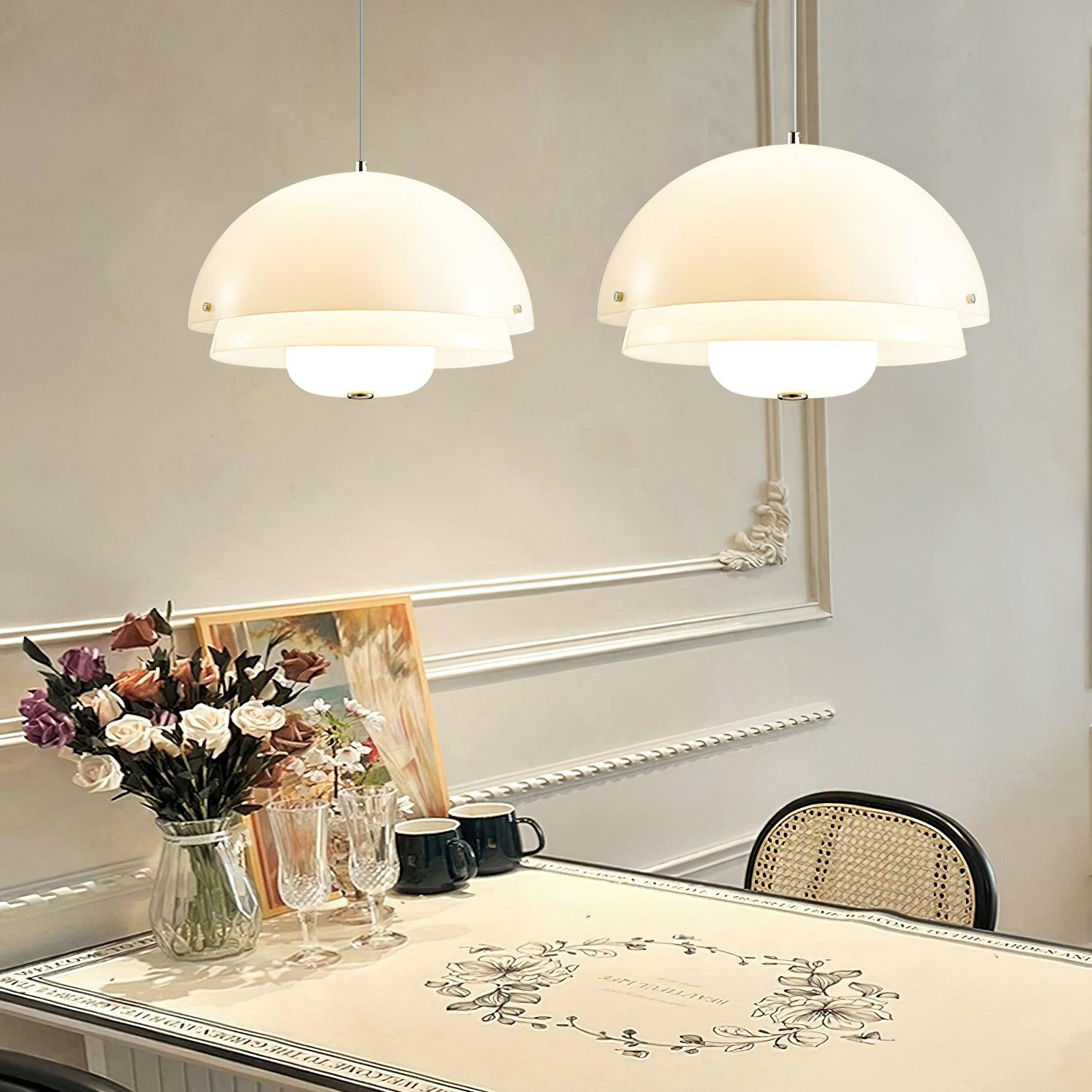 Milk White Layer Drop Light Chandelier