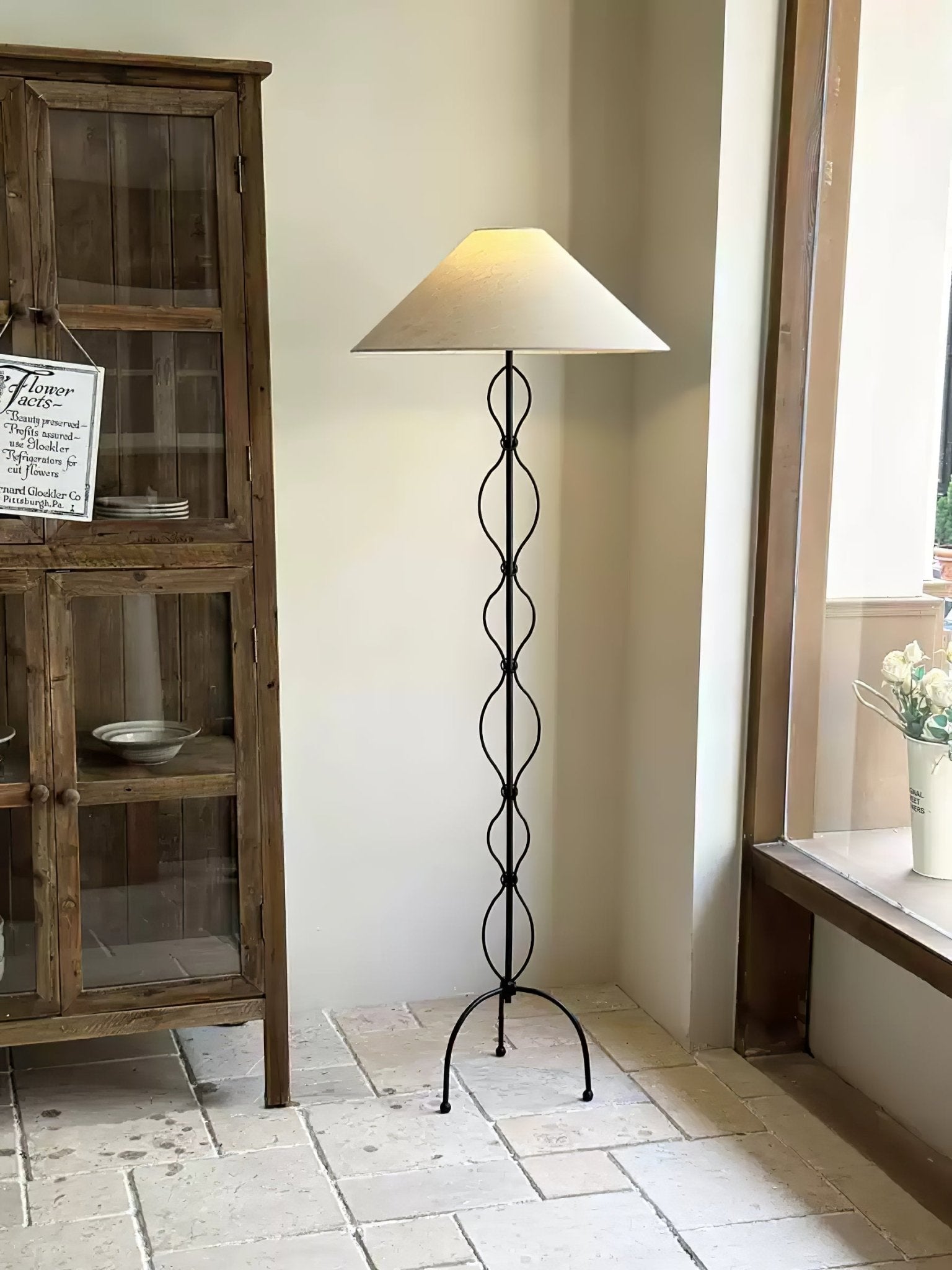 Clean-Lined Iron Twist Floor Light, Floor Lamp, detail 12