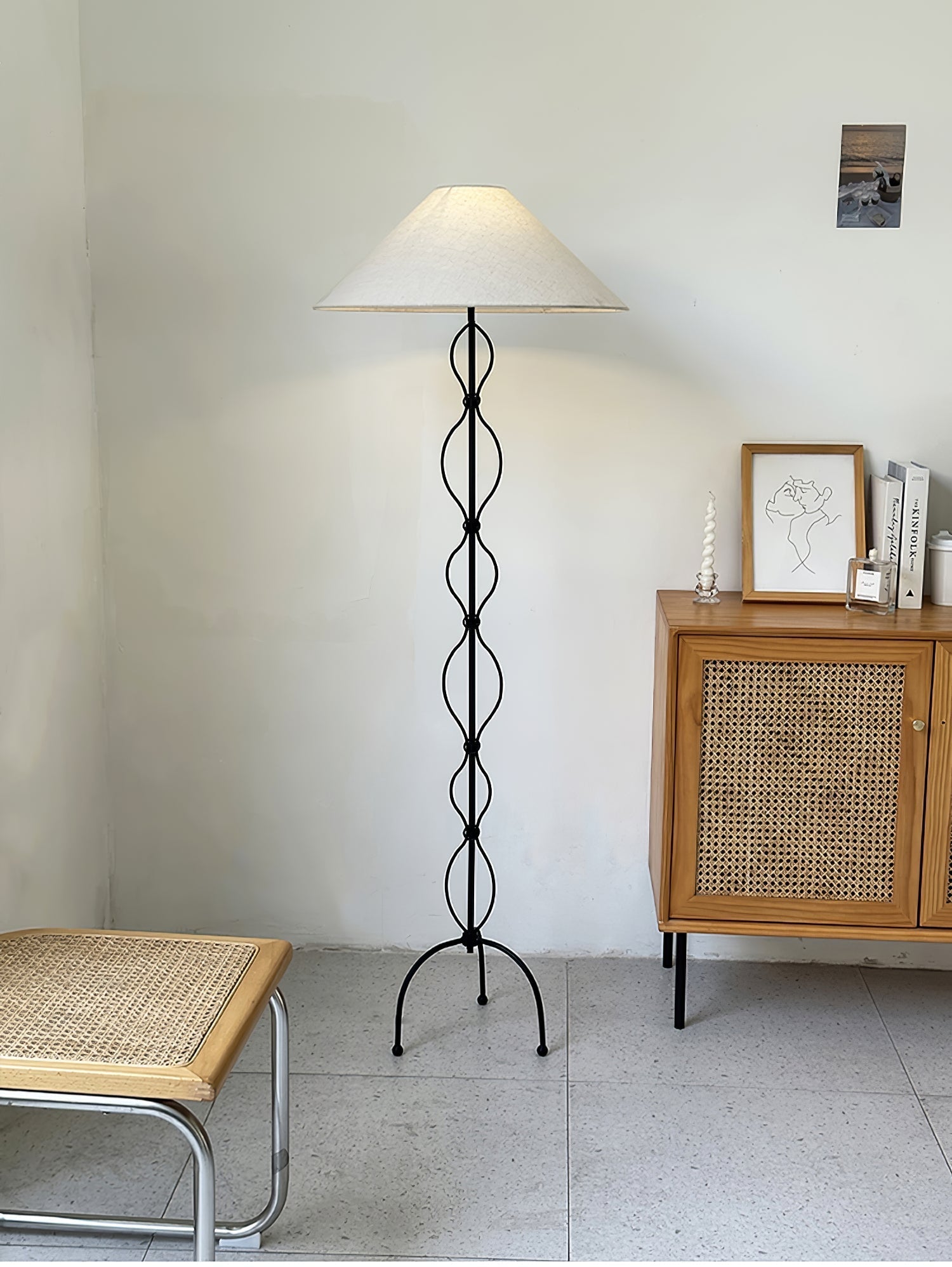 Clean-Lined Iron Twist Floor Light, Floor Lamp, detail 14