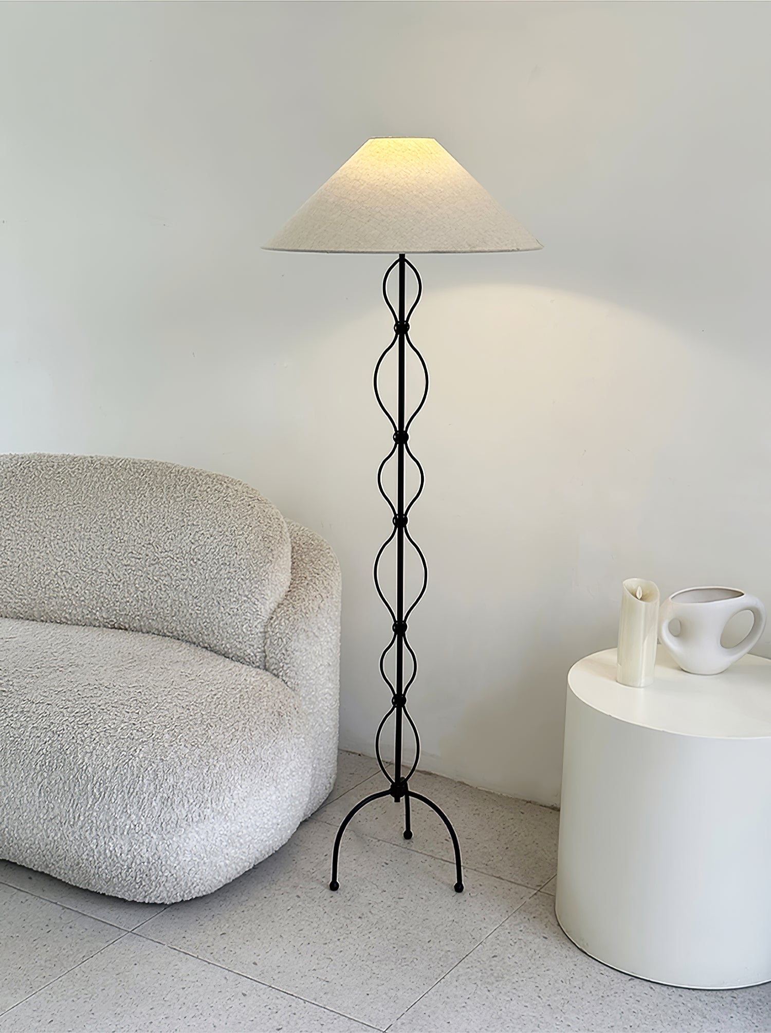 Clean-Lined Iron Twist Floor Light, Floor Lamp, detail 7
