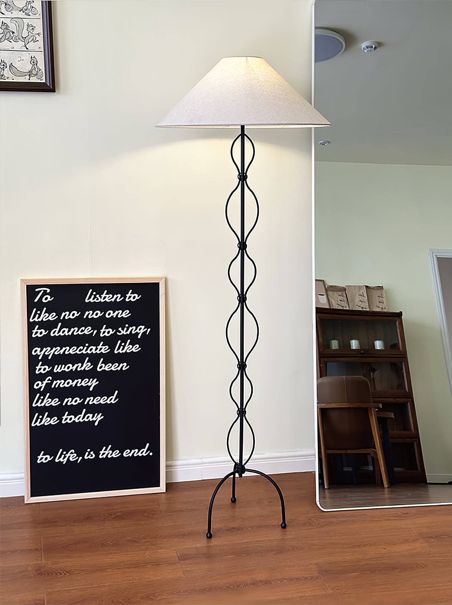 Clean-Lined Iron Twist Floor Light, Floor Lamp, detail 8