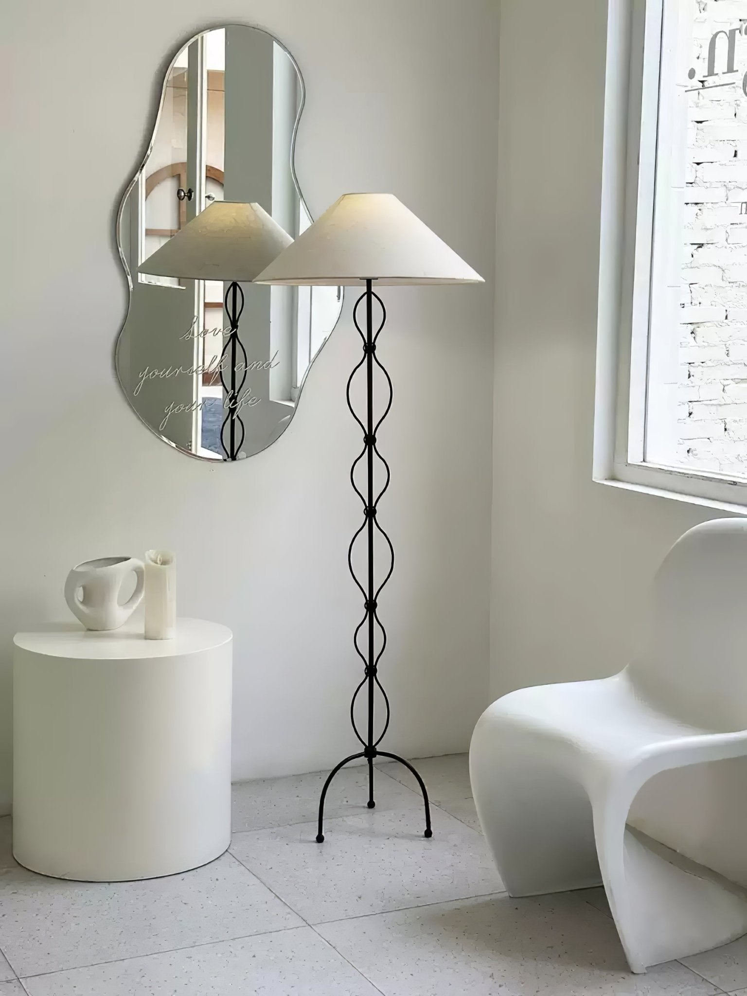 Clean-Lined Iron Twist Floor Light, Floor Lamp, detail 10