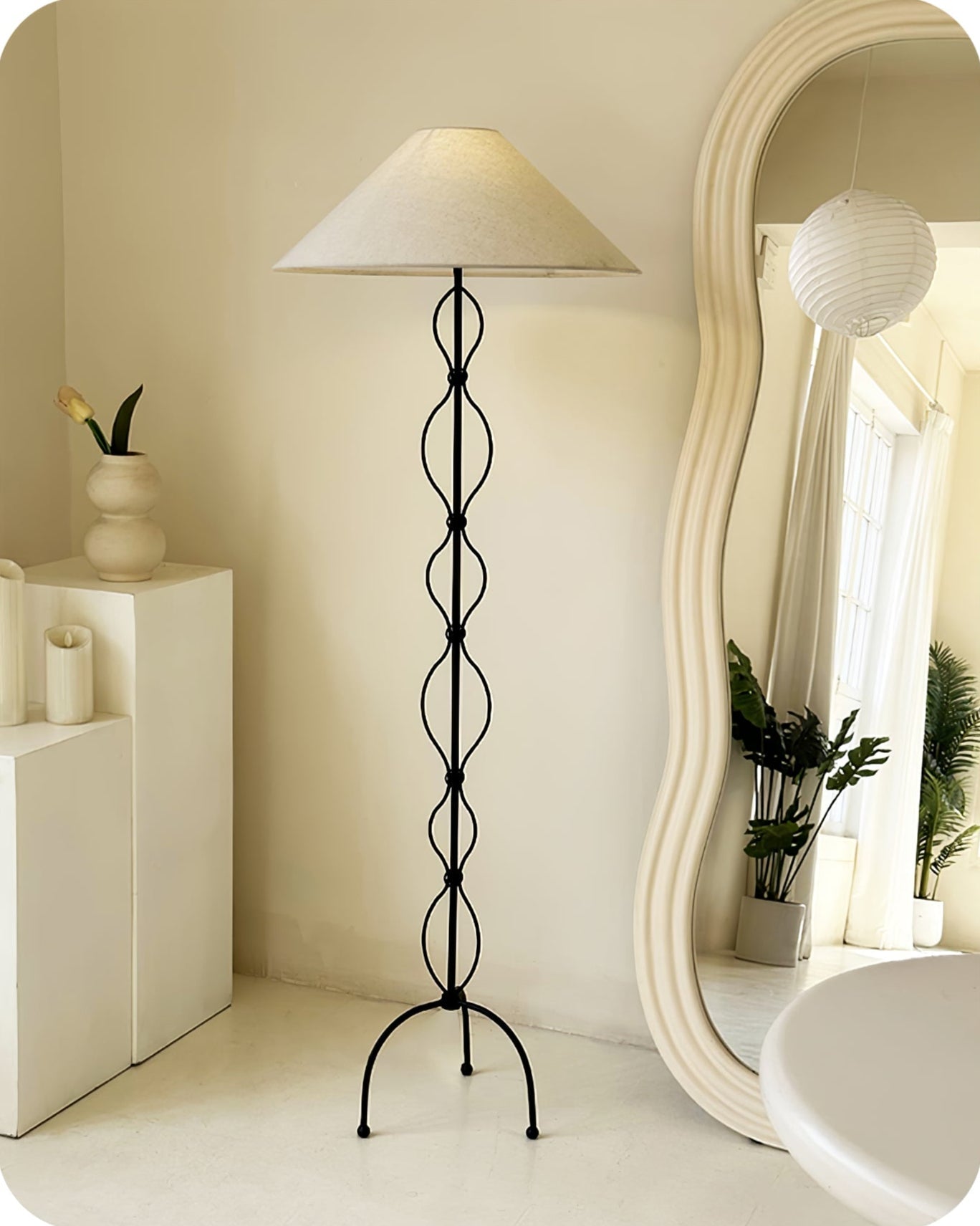 Clean-Lined Iron Twist Floor Light, Floor Lamp, detail 11