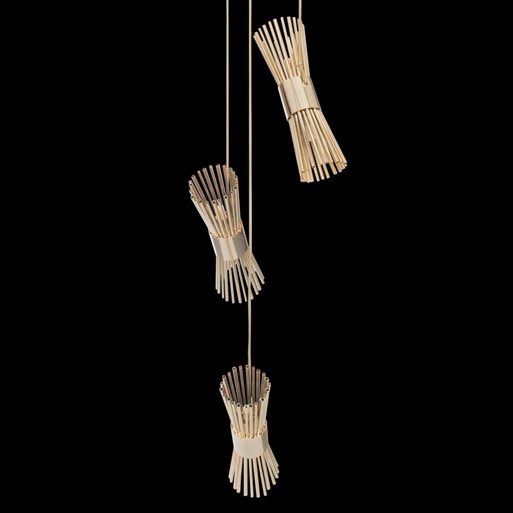 Modern 24 Carat Gold Plated Pendant Chandelier detail view 3