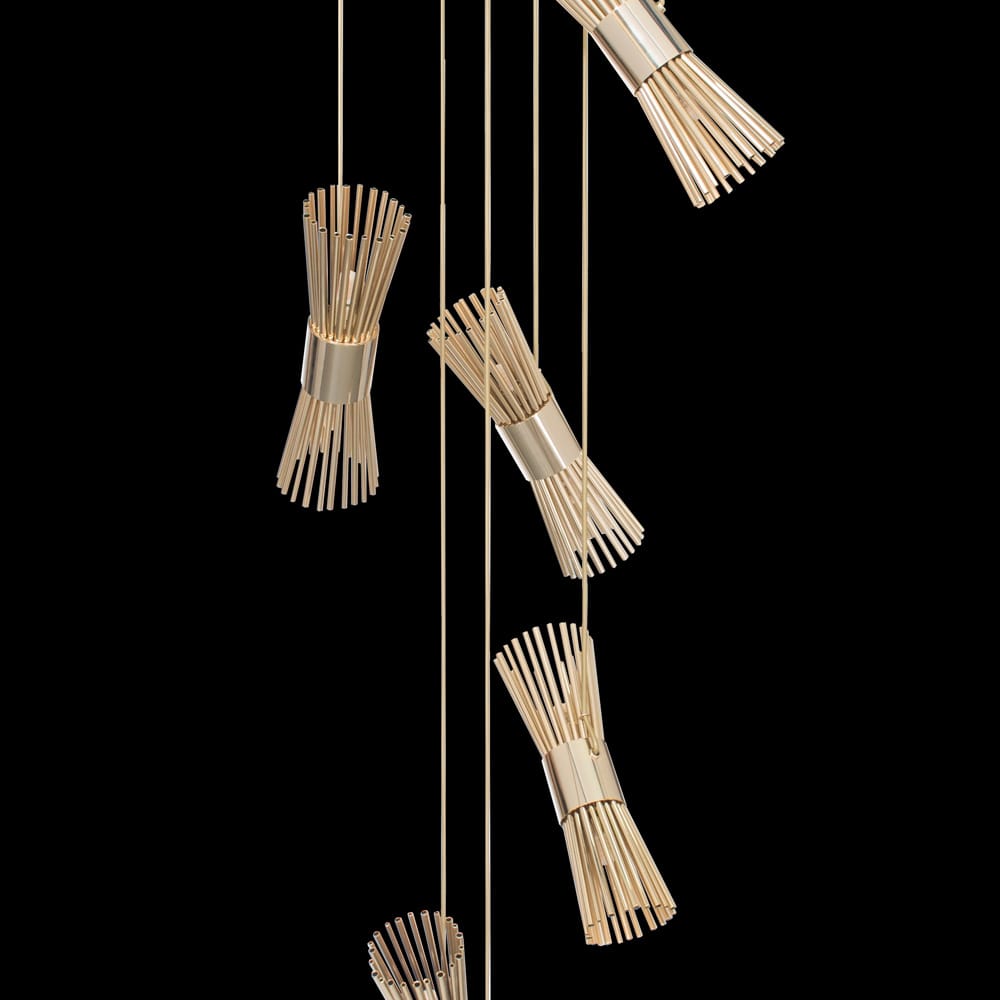 Modern 24 Carat Gold Plated Pendant Chandelier detail view 2