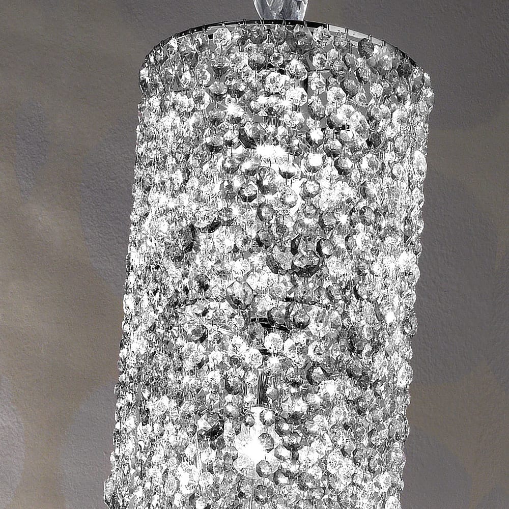 Vertical Stairwell Clear Glass Chandelier