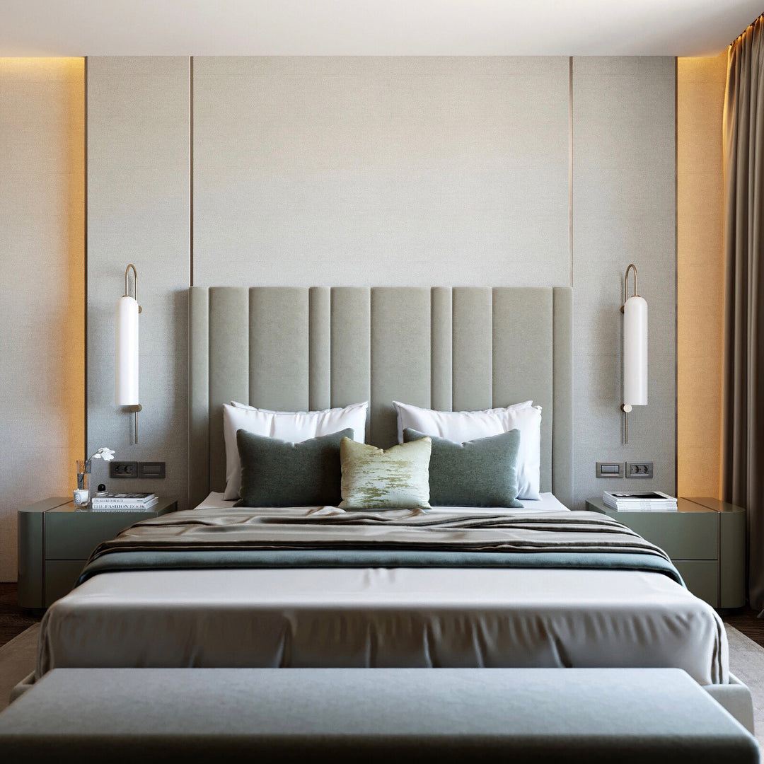 Contemporary Glass Wall Light - W 19cm x H 80cm Metal, Plug-In Wall Sconce, detail 33
