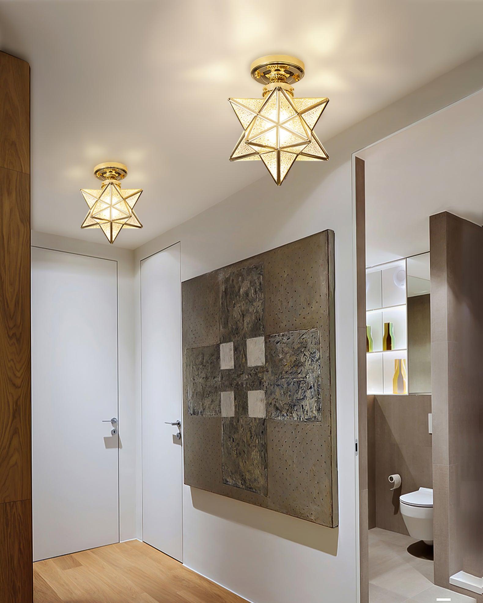 Moravian Star Brass Ceiling Light 7.9"