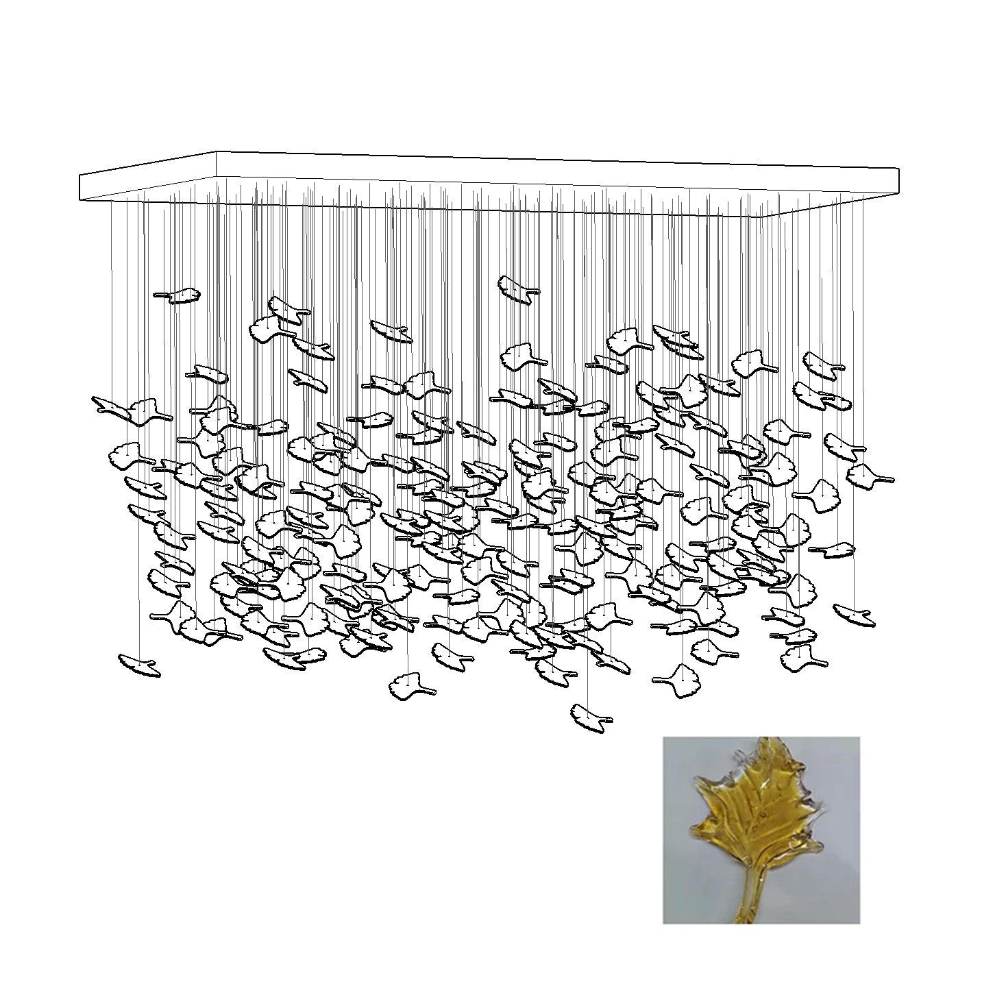 Multicolor Crystal Maple Leaf Electrolier Chandelier