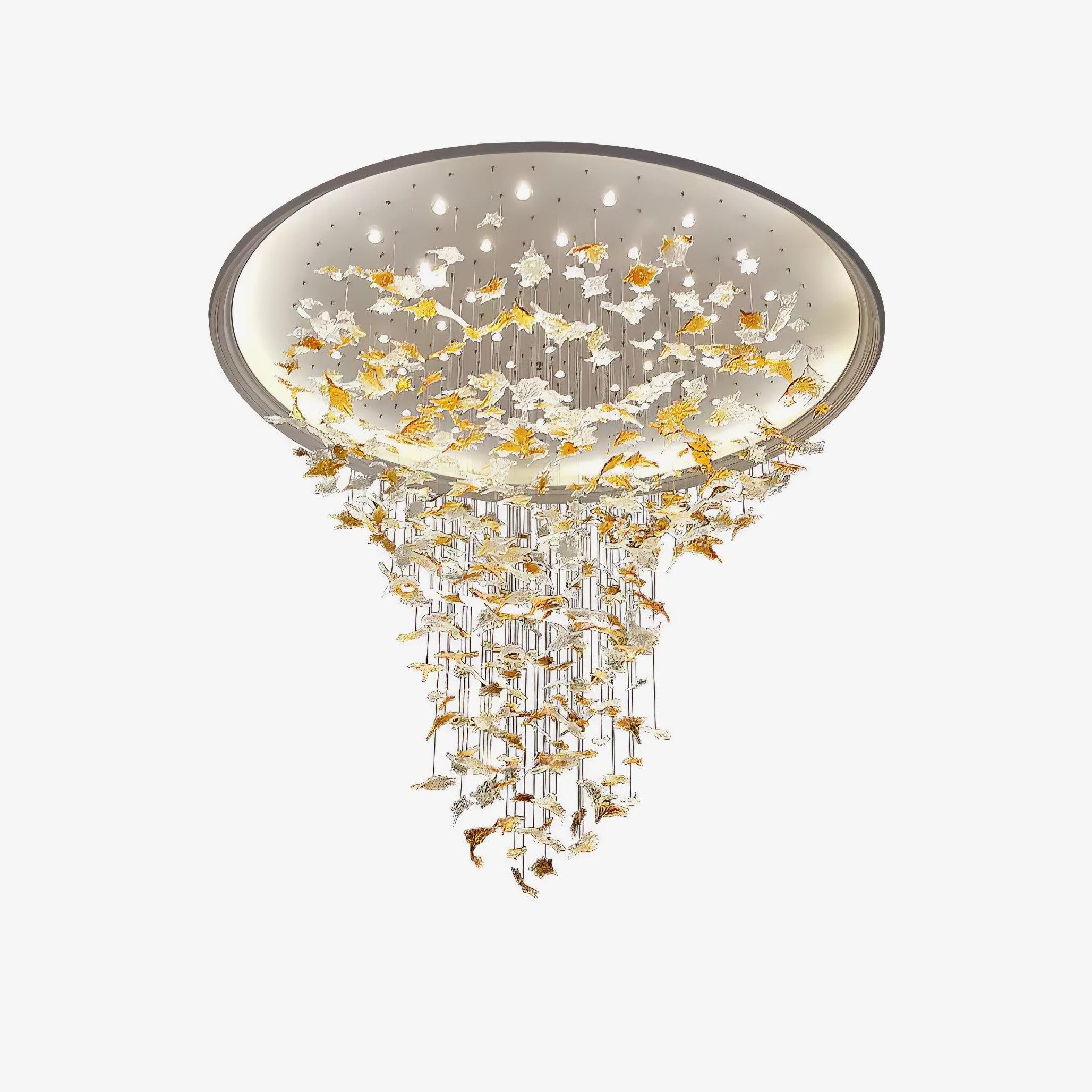 Multicolor Crystal Maple Leaf Electrolier Chandelier
