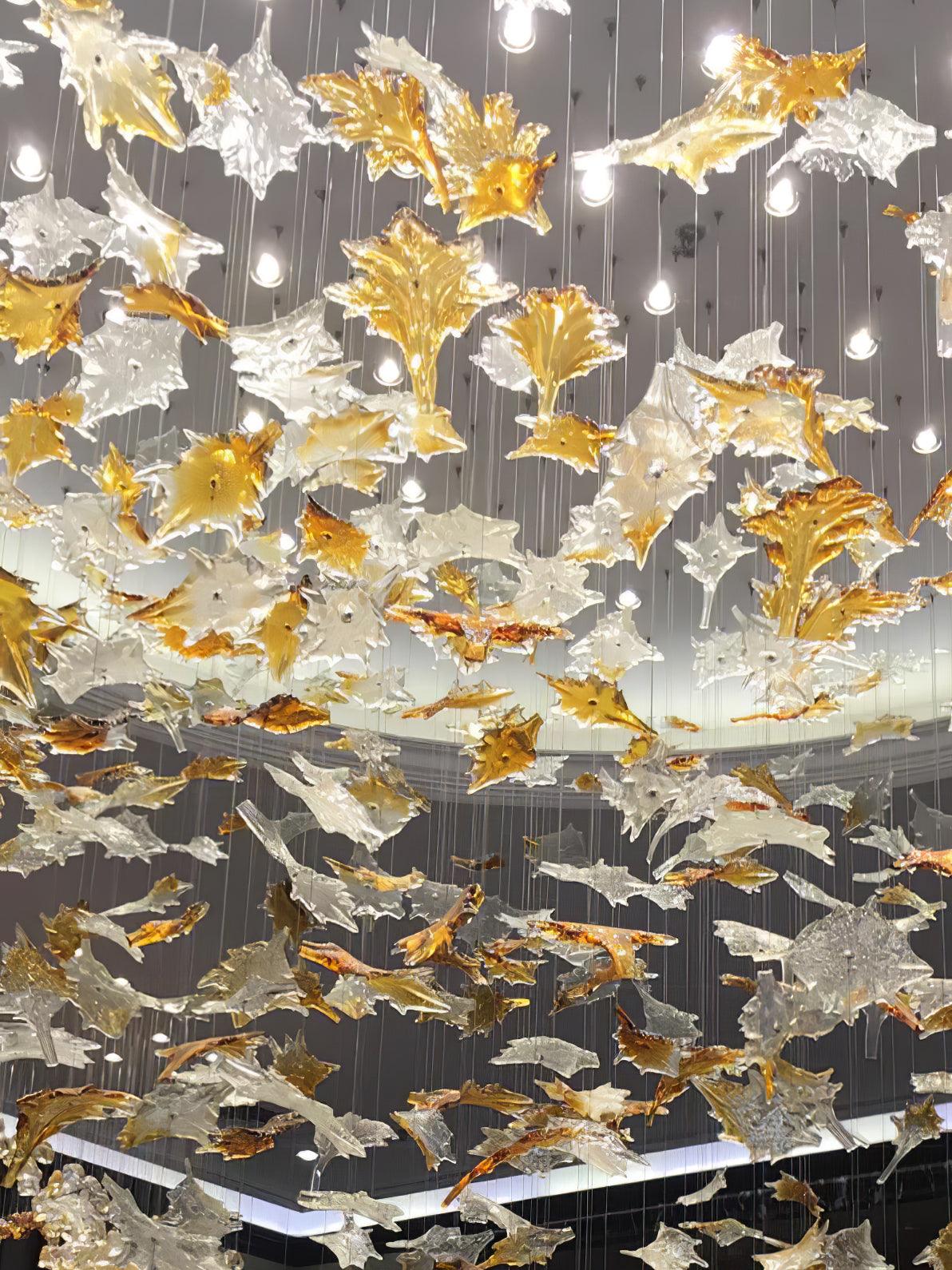 Multicolor Crystal Maple Leaf Electrolier Chandelier
