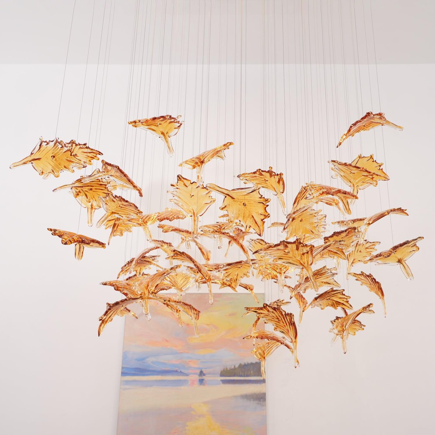 Multicolor Crystal Maple Leaf Electrolier Chandelier