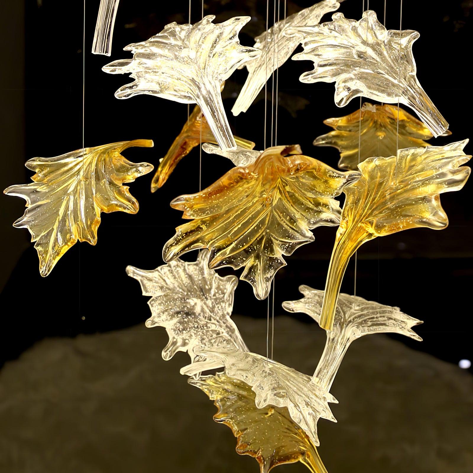 Multicolor Crystal Maple Leaf Electrolier Chandelier