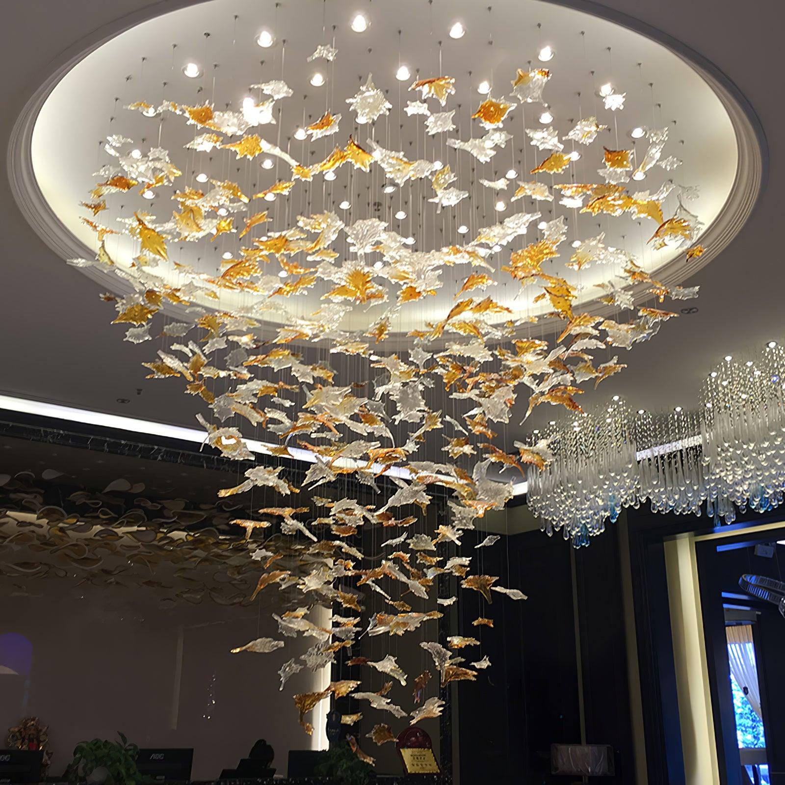 Multicolor Crystal Maple Leaf Electrolier Chandelier