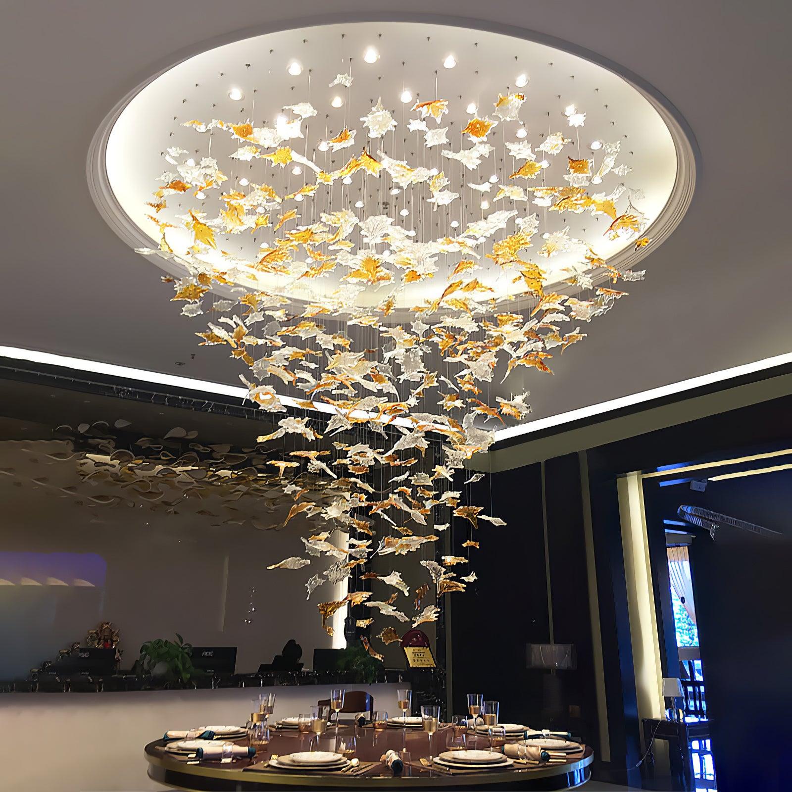 Multicolor Crystal Maple Leaf Electrolier Chandelier