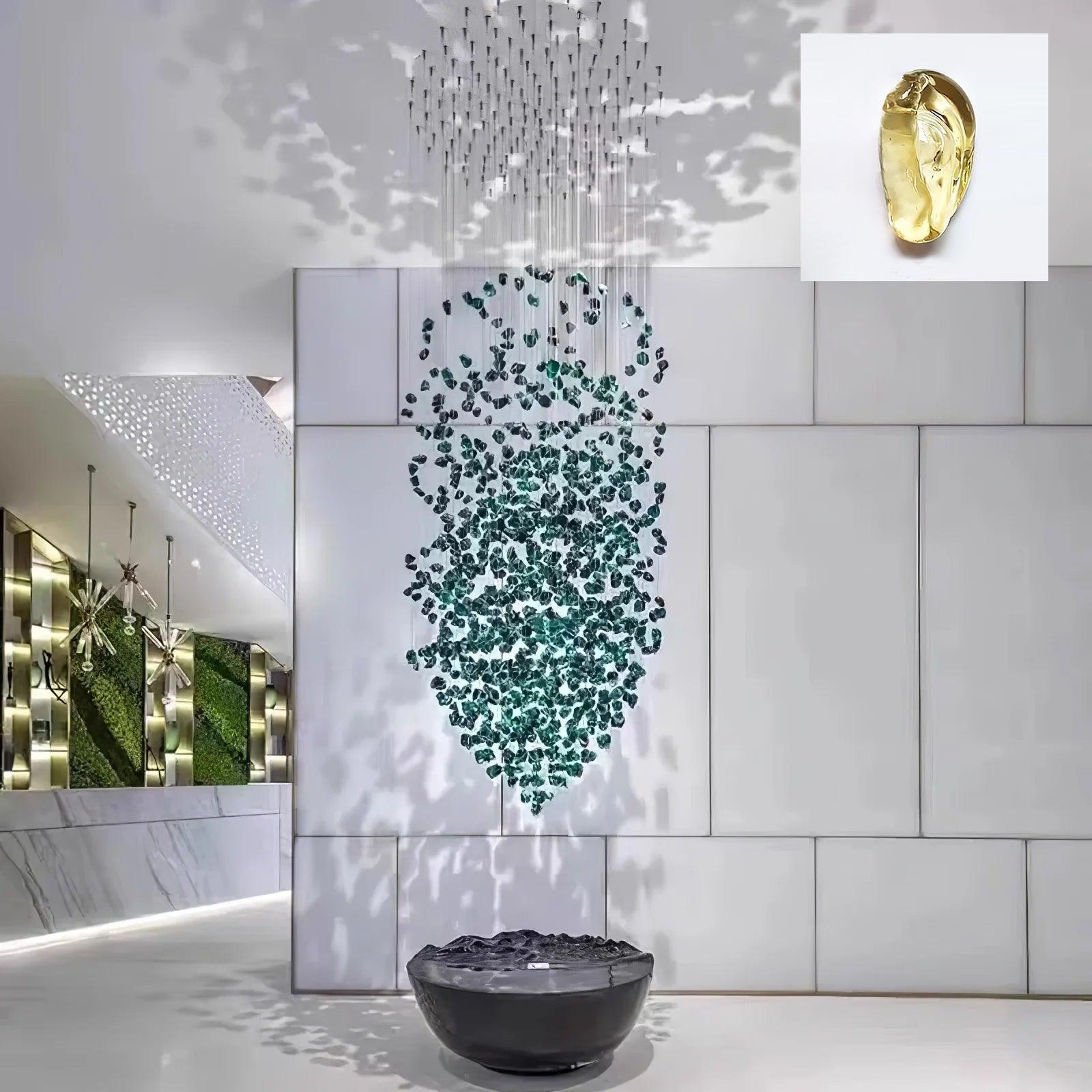 Close-up angle of Multicolor Crystal Stone Electrolier Chandelier showing form and material detail