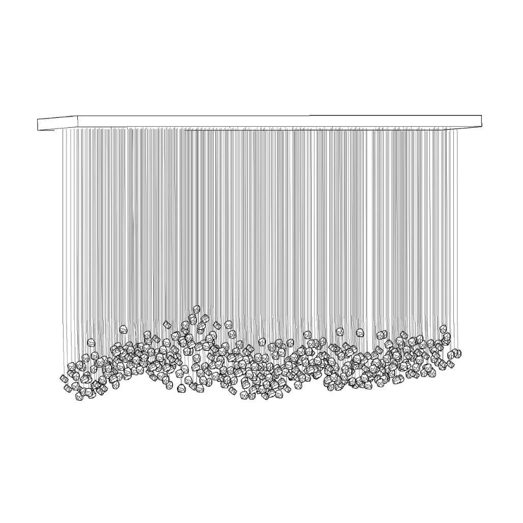 stone chandelier shown as a main product image for open living spaces