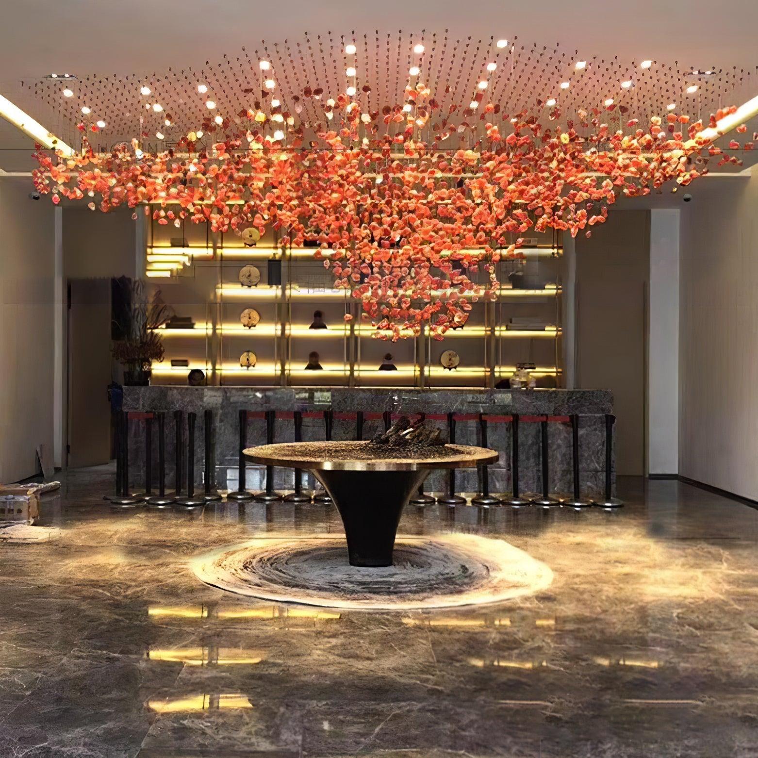 stone chandelier shown as a main product image for open living spaces