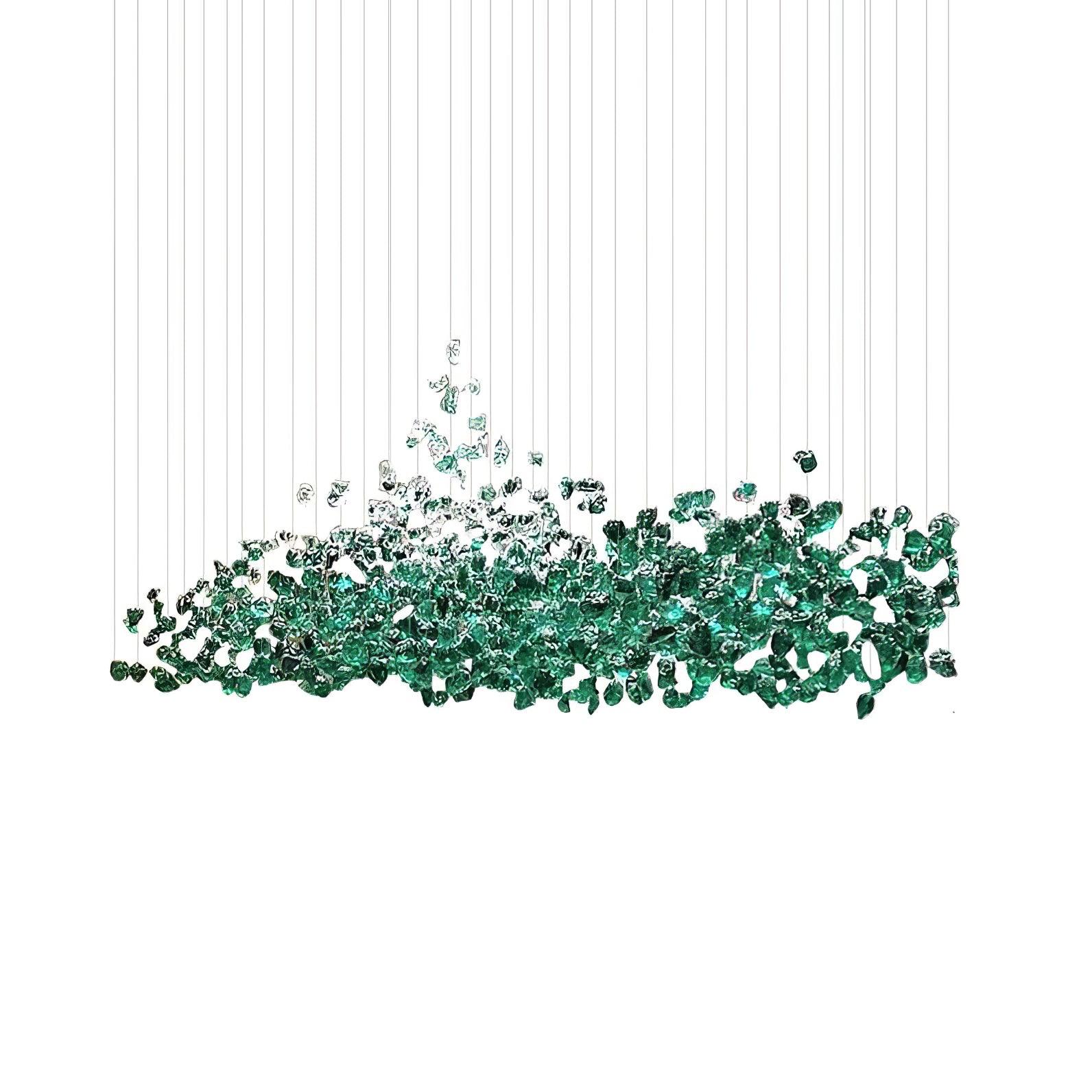 Close-up angle of Multicolor Crystal Stone Electrolier Chandelier showing form and material detail