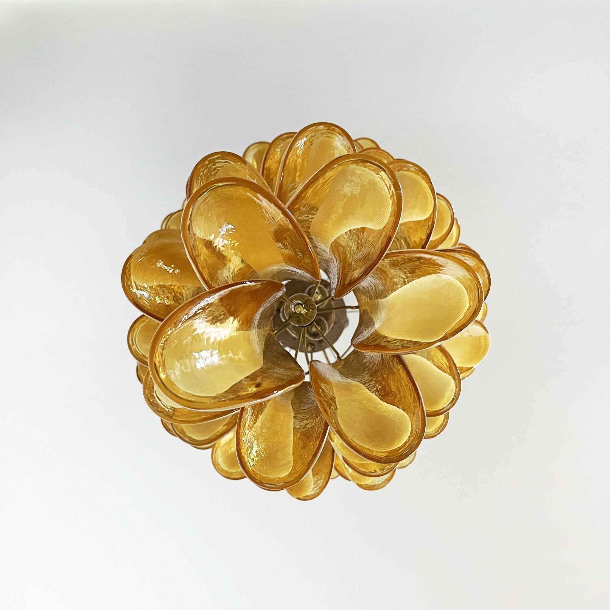 Murano Amber Petals Spiral Chandelier detail view 8