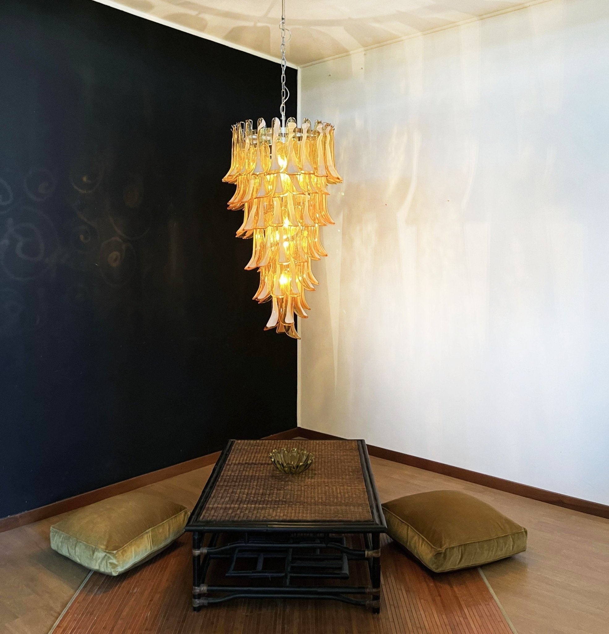 Murano Amber Petals Spiral Chandelier detail view 17