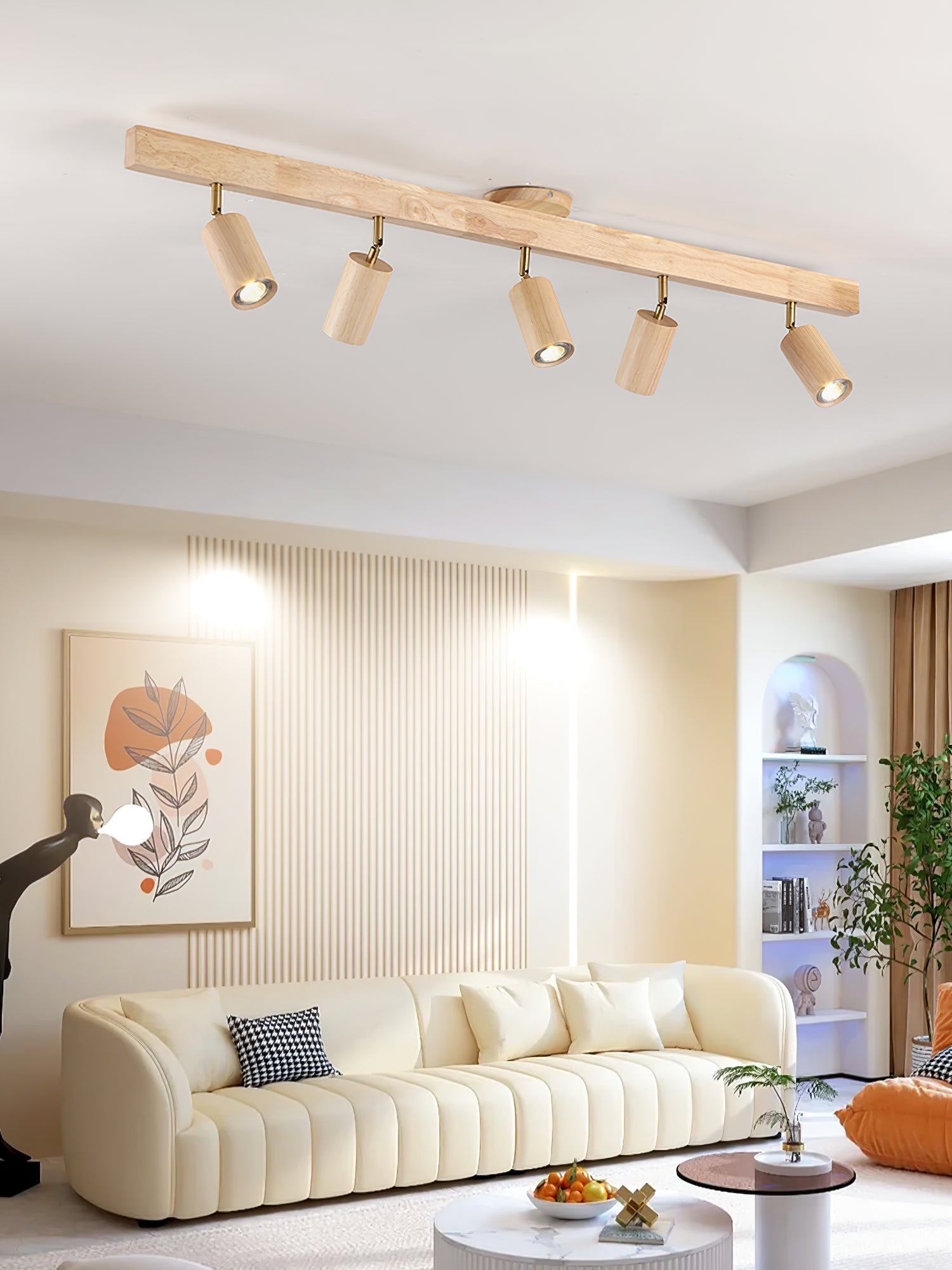 Natural Wood Beam Spotlight Light Wall Sconce