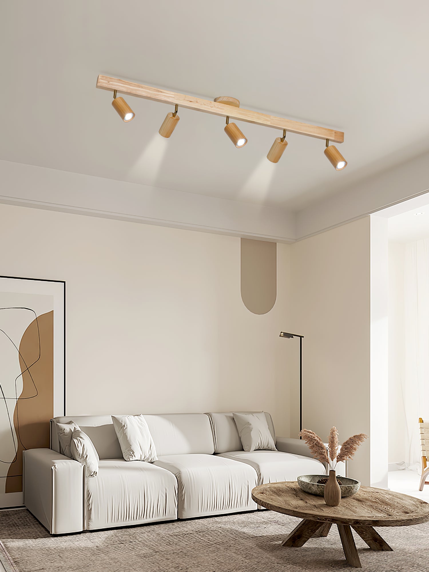 Natural Wood Beam Spotlight Light Wall Sconce
