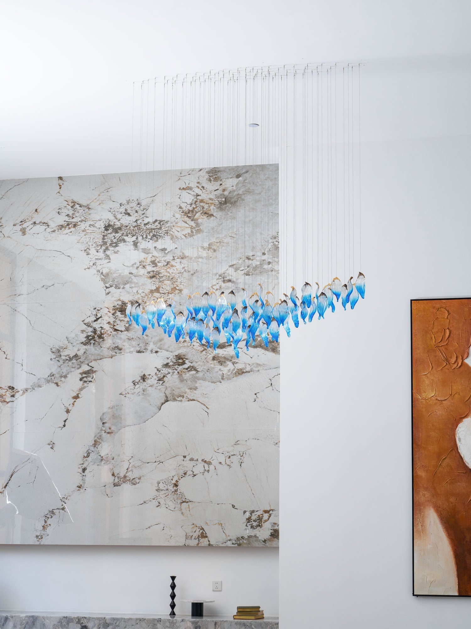 Ocean Drift Blown Glass Customizable Chandelier