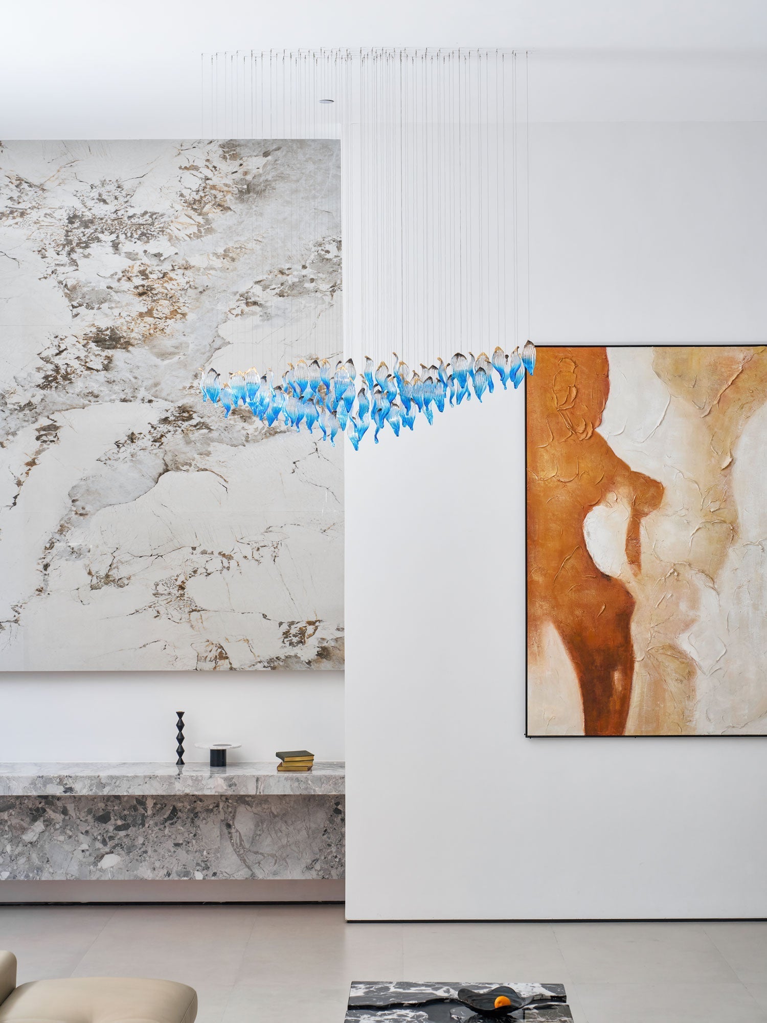 Ocean Drift Blown Glass Customizable Chandelier