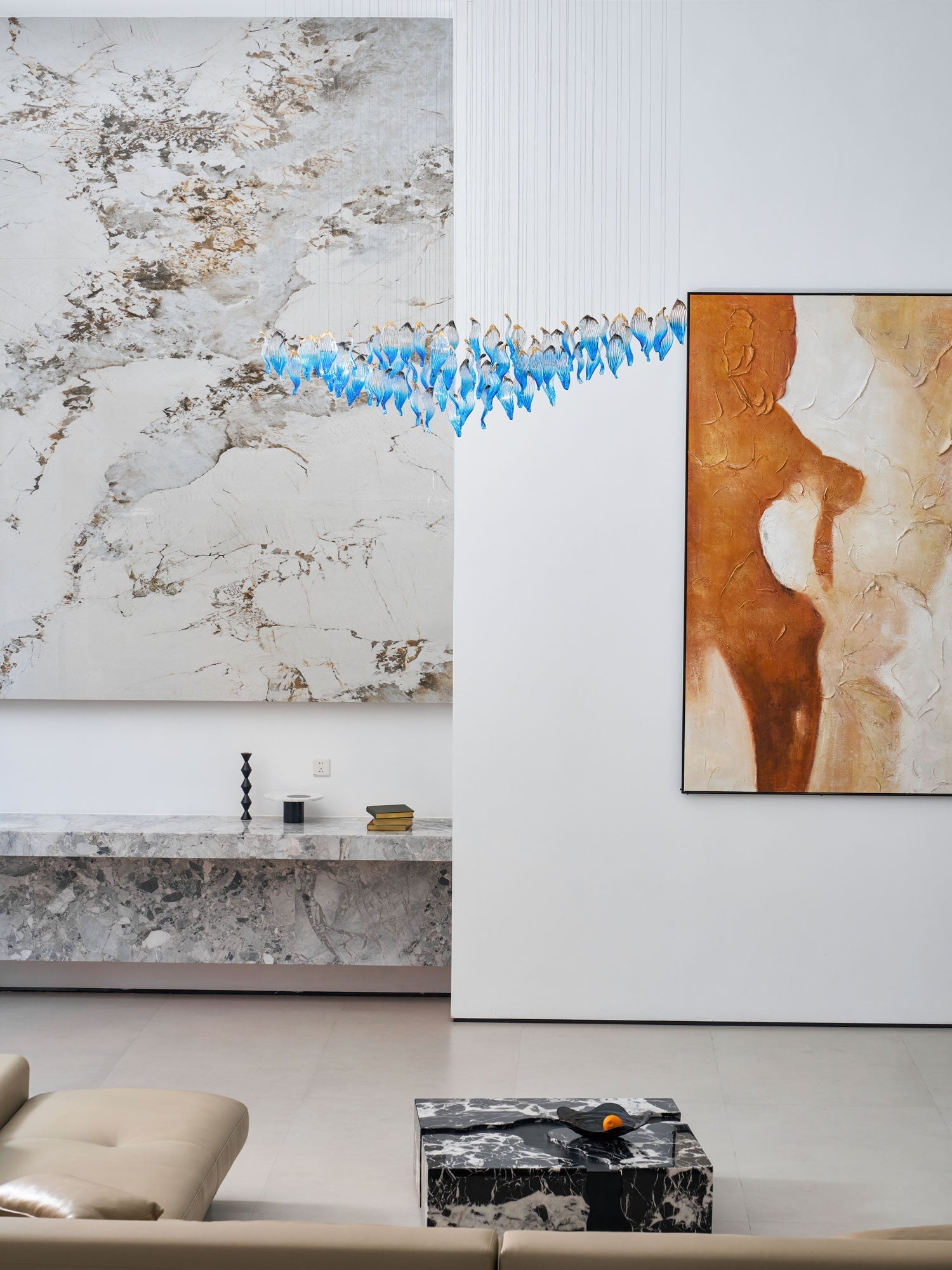 Ocean Drift Blown Glass Customizable Chandelier