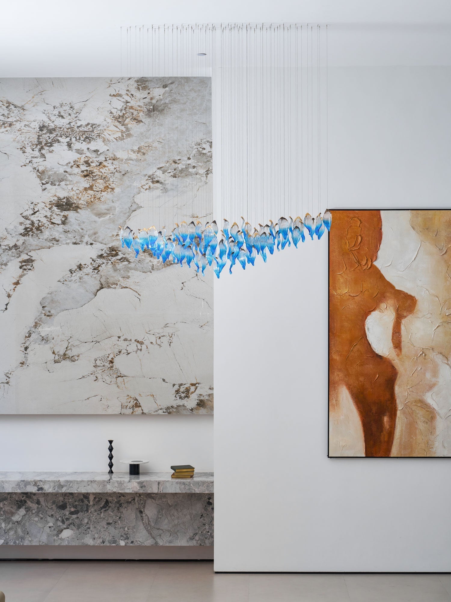 Ocean Drift Blown Glass Customizable Chandelier