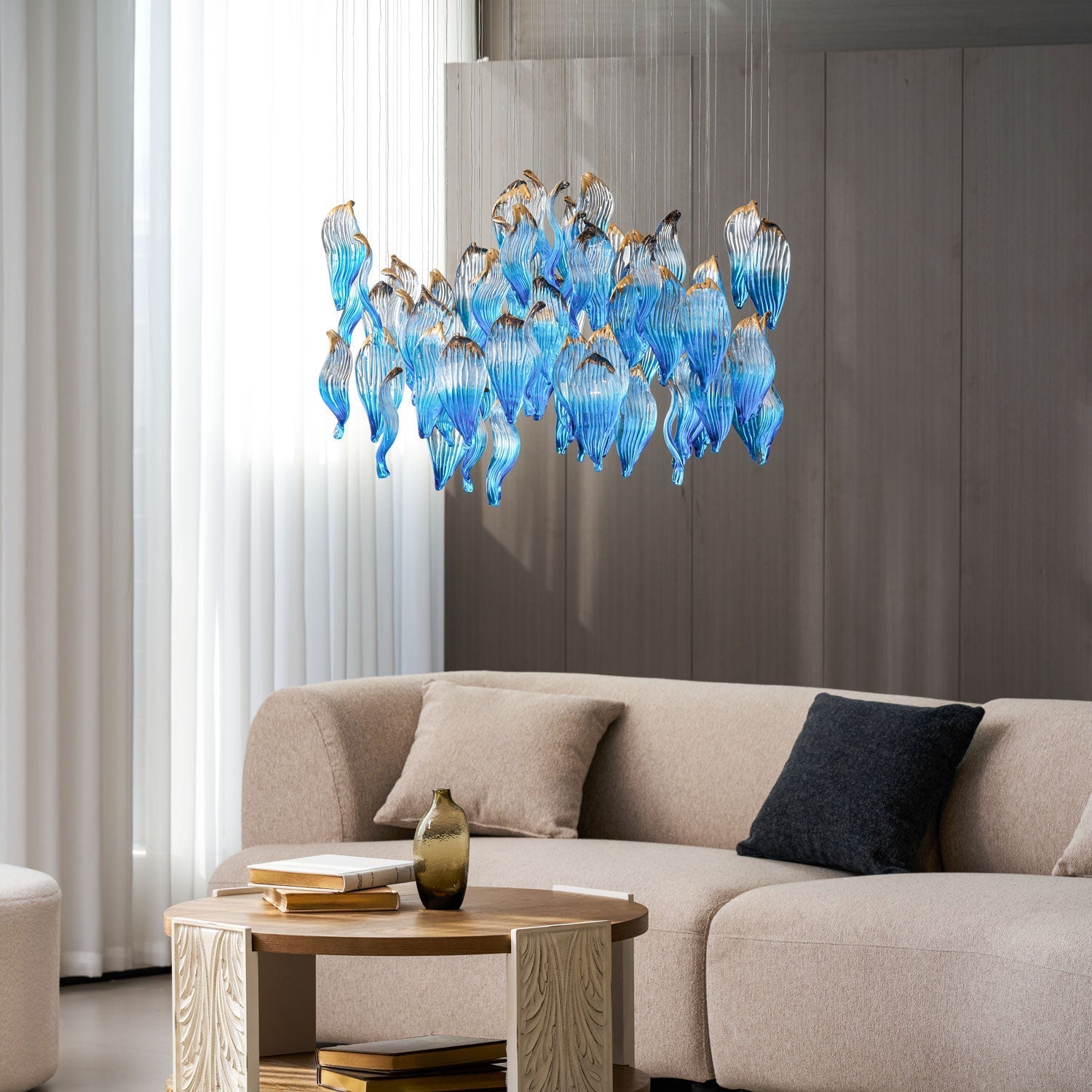 Ocean Drift Blown Glass Customizable Chandelier