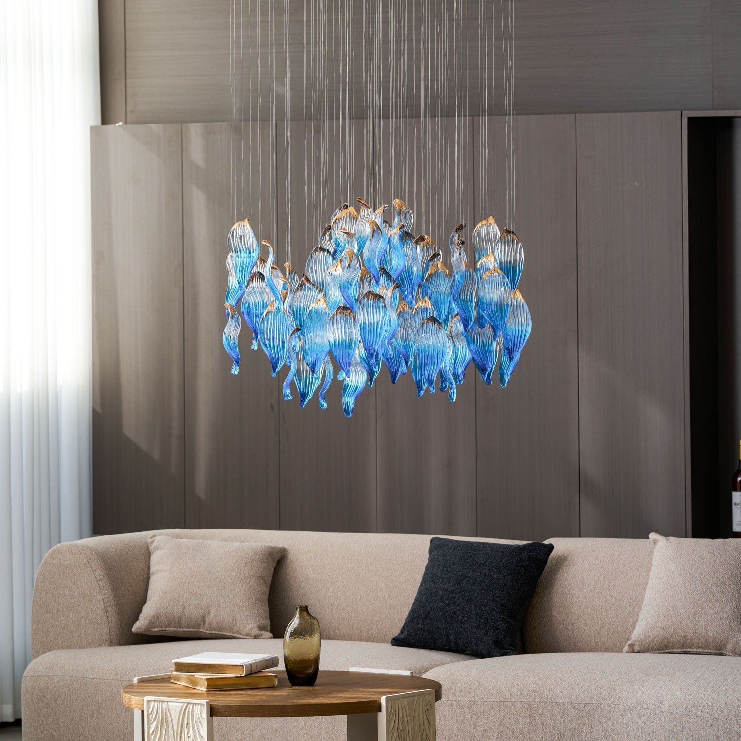 Ocean Drift Blown Glass Customizable Chandelier