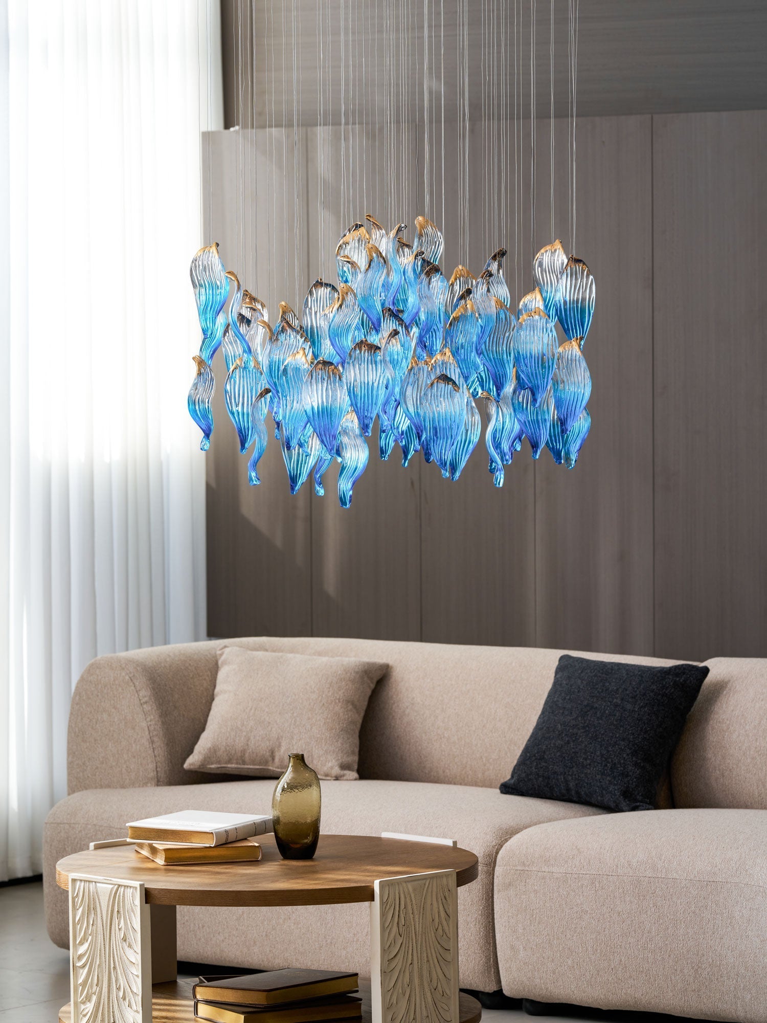 Ocean Drift Blown Glass Customizable Chandelier
