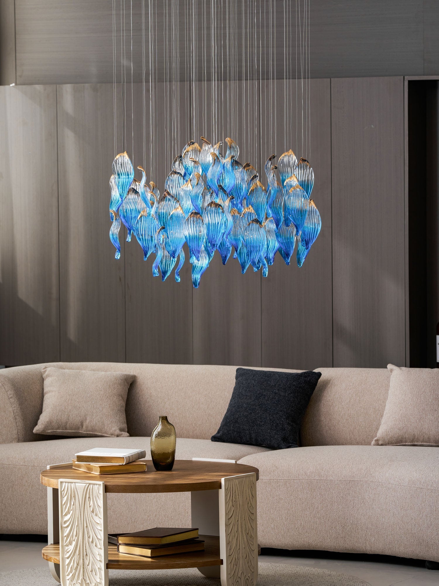 Ocean Drift Blown Glass Customizable Chandelier