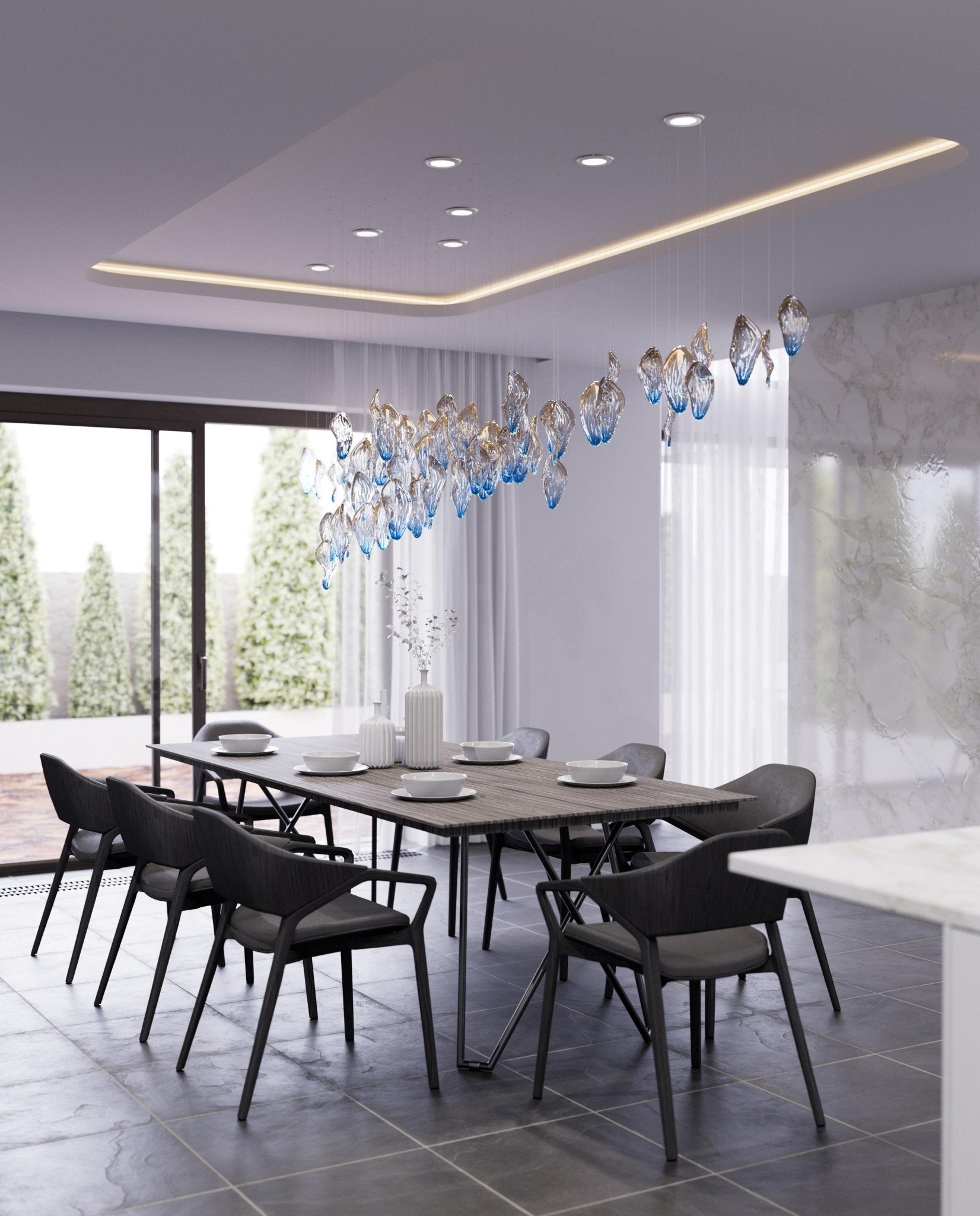Ocean Drift Blown Glass Customizable Chandelier