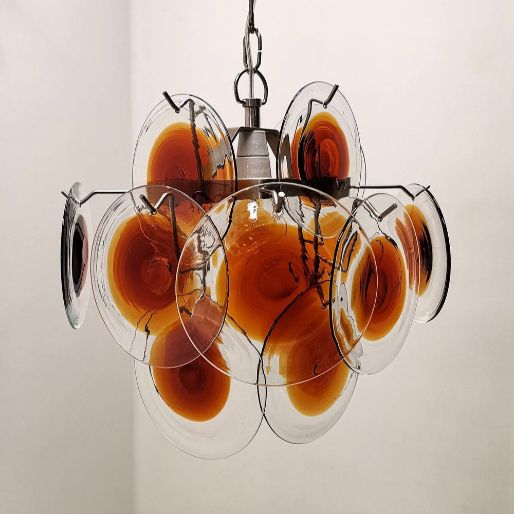 Close-up angle of Mazzega Vistosi Murano Chandelier showing form and material detail