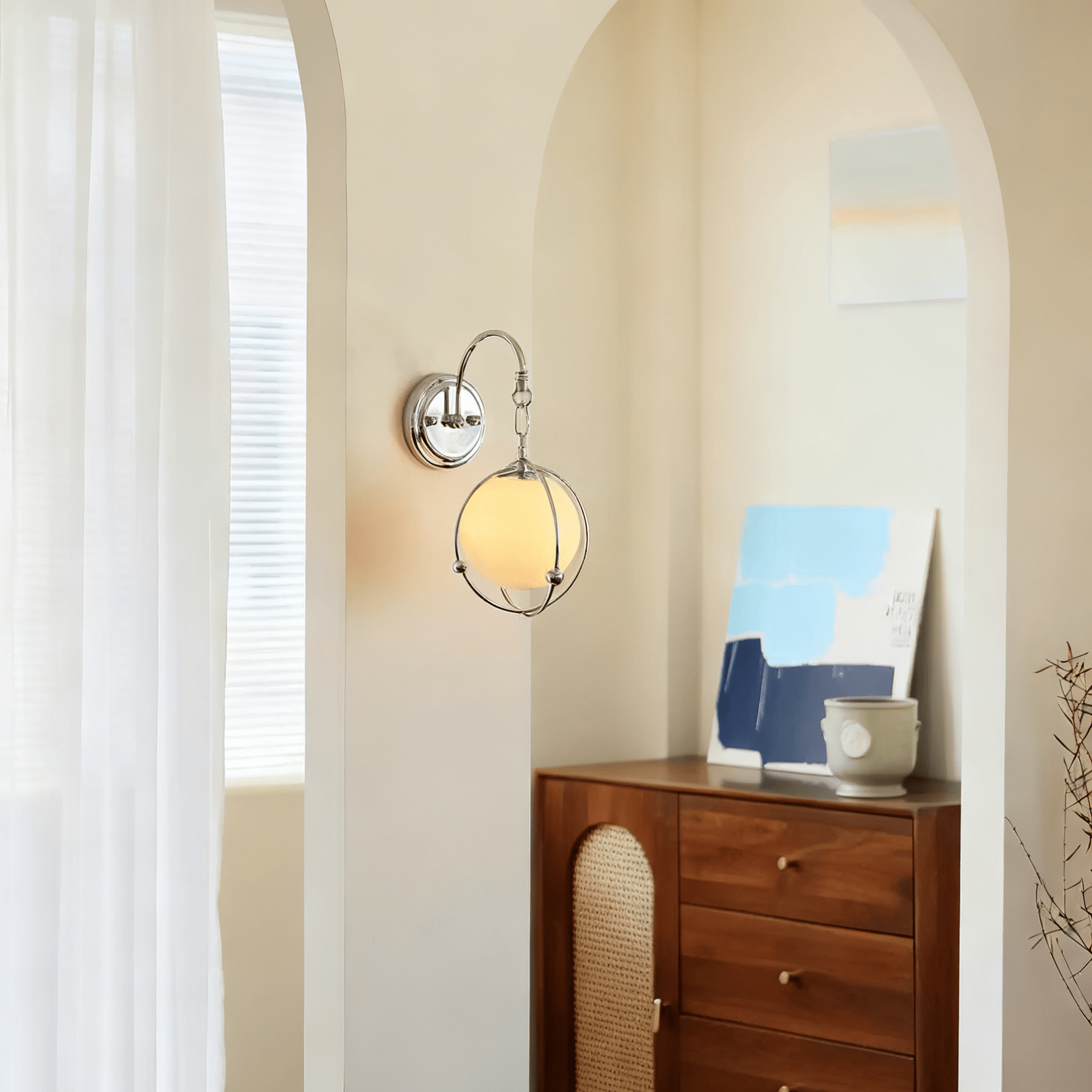 Orb Cage Semi Wall Lamp