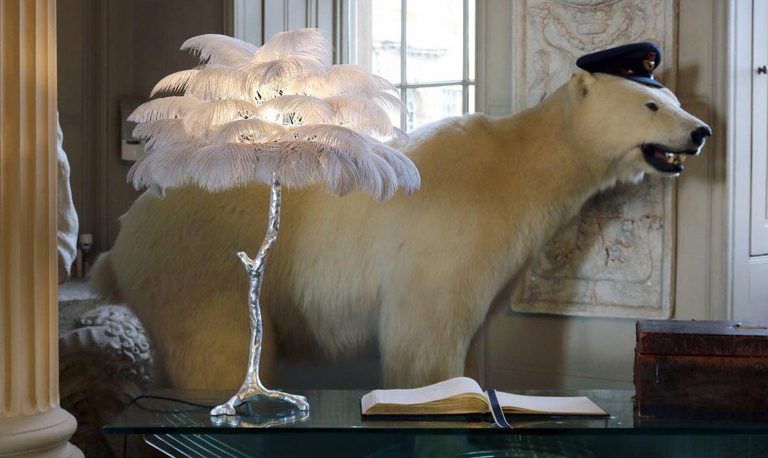 Ostrich Feather Reading Table Lamp