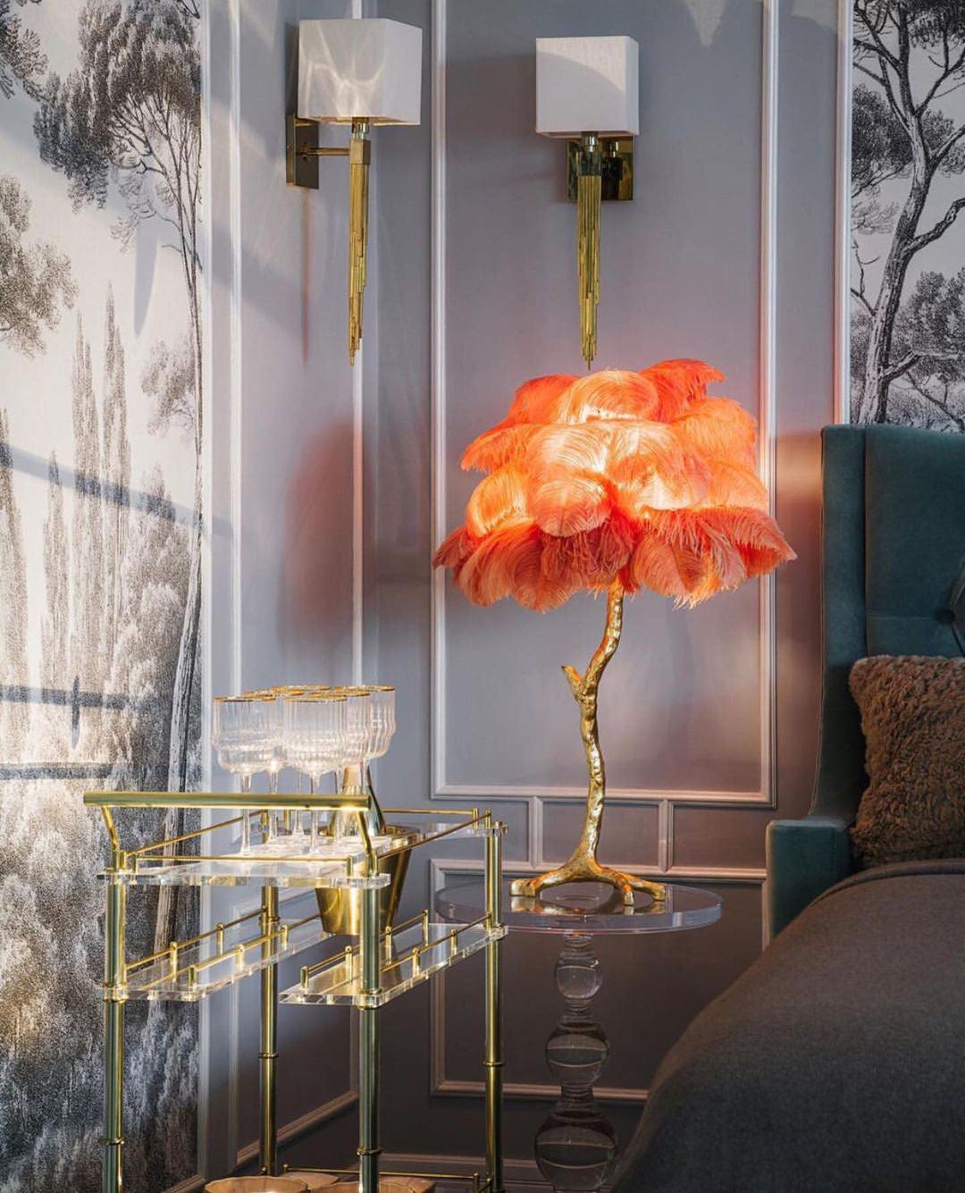 Ostrich Feather Reading Table Lamp
