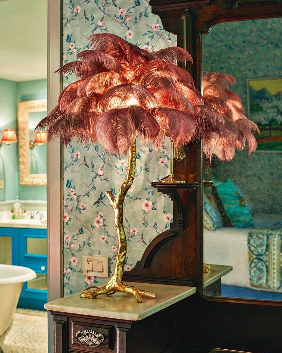 Ostrich Feather Reading Table Lamp