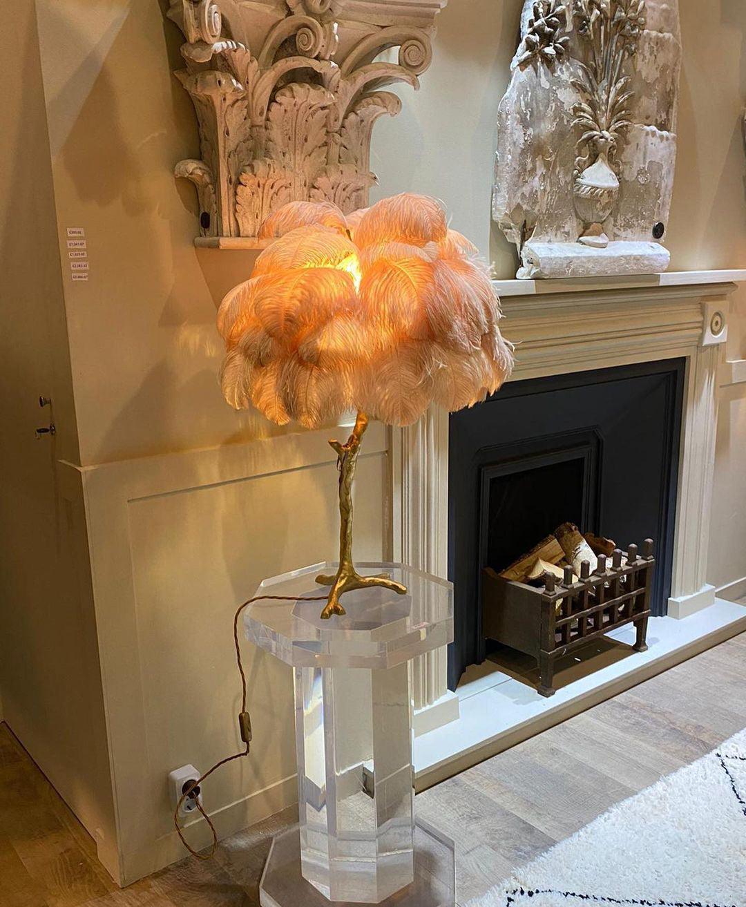 Ostrich Feather Reading Table Lamp