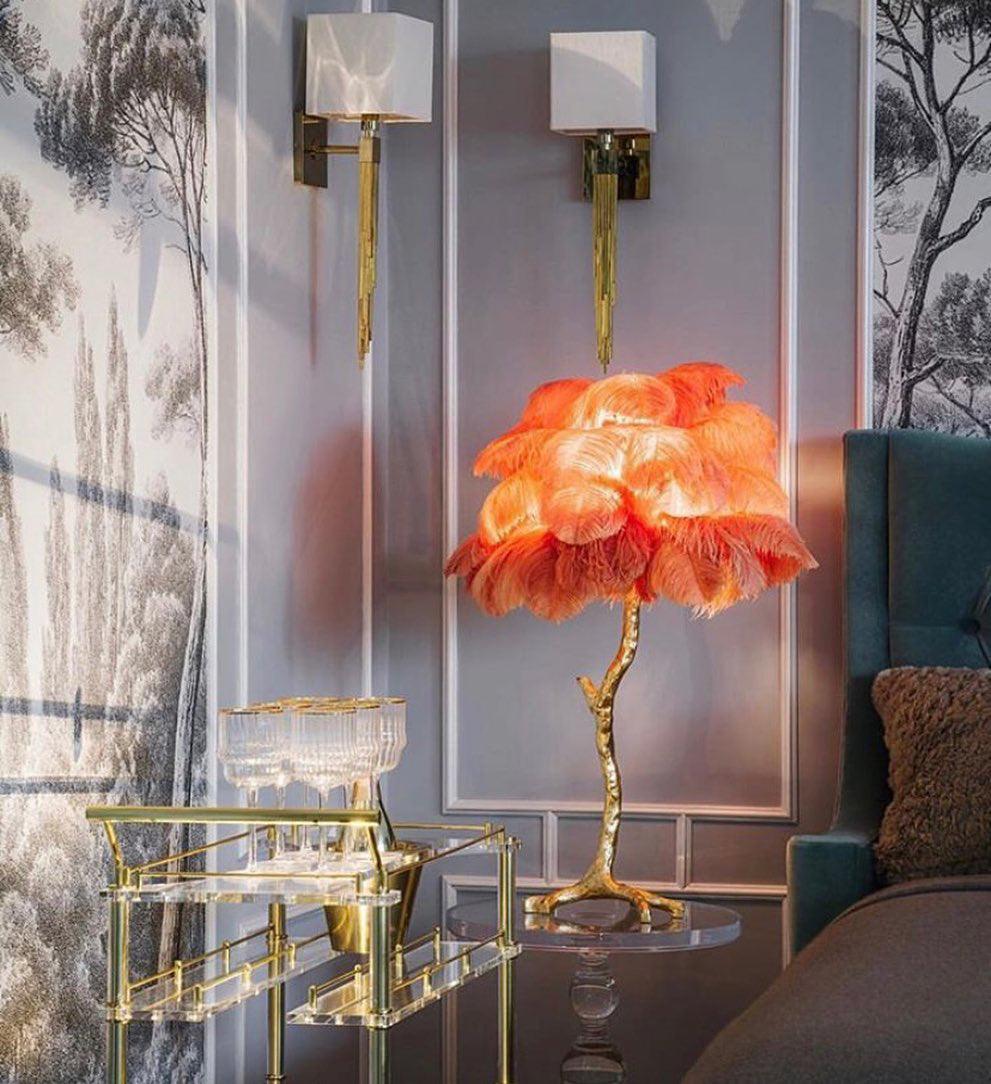 Ostrich Feather Reading Table Lamp
